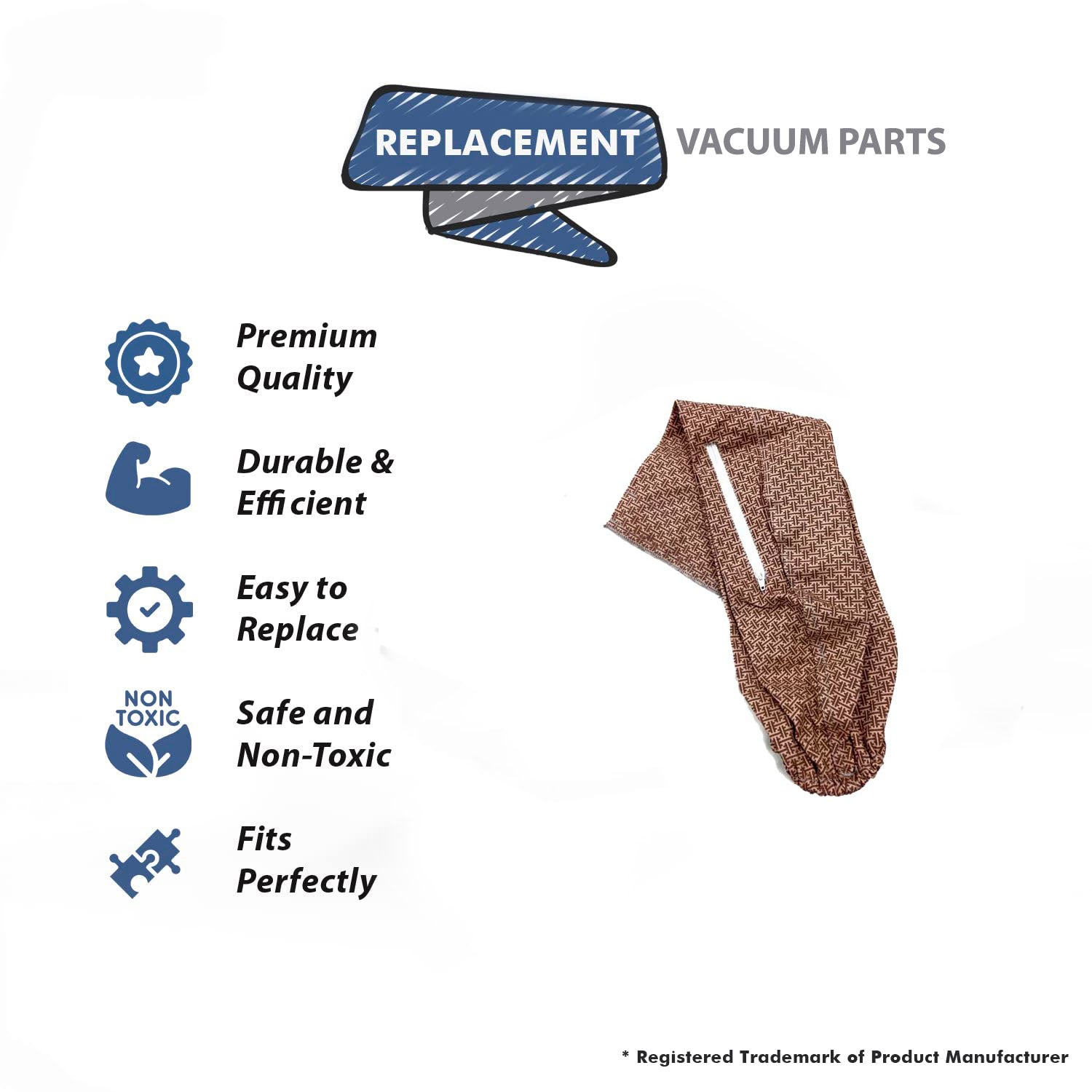 Topvacuumparts Replacement Part For Kirby Vacuum Cleaner Brown Cloth Bag With Zip Pocket # compare to part 406848