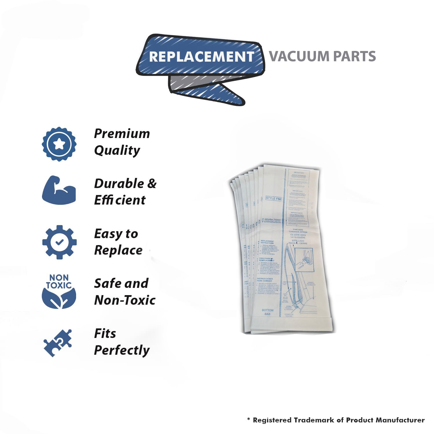 Topvacuumparts Replacement Part For Eureka, F&G 9Pk Paper Bag # compare to part 409758