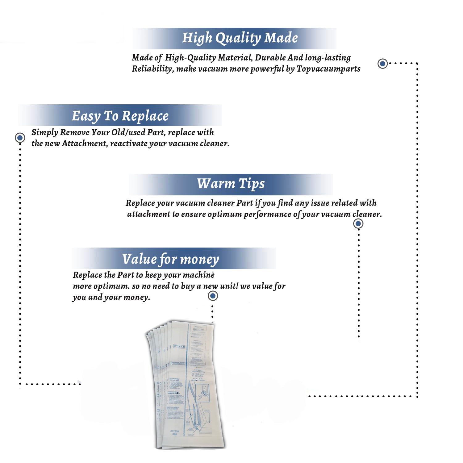 Topvacuumparts Replacement Part For Eureka, F&G 9Pk Paper Bag # compare to part 409758