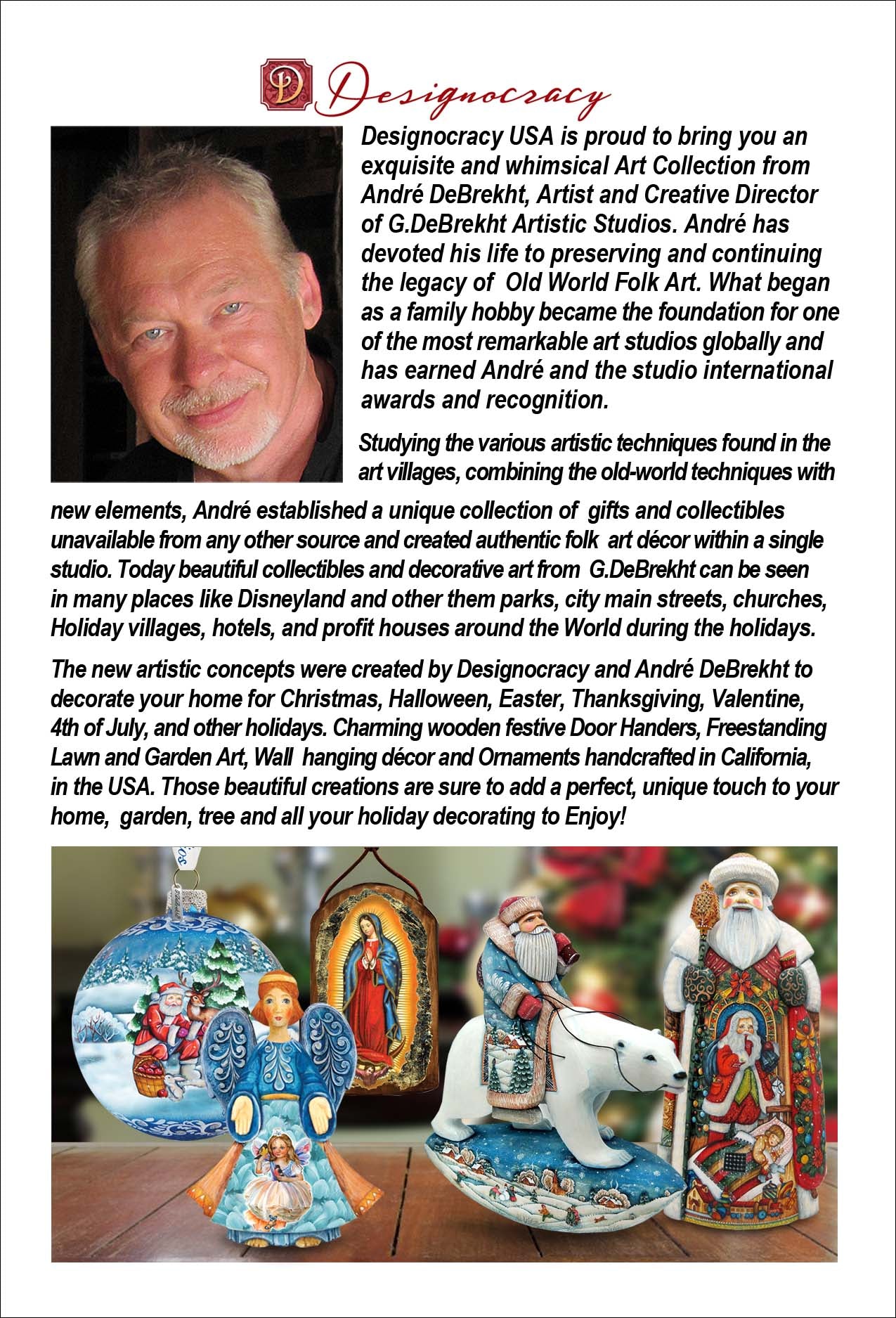 Spring Butterfly Santa Sculpted Hand-Painted Christmas Figurine by G. DeBrekht - Easter Spring Decor - 651826