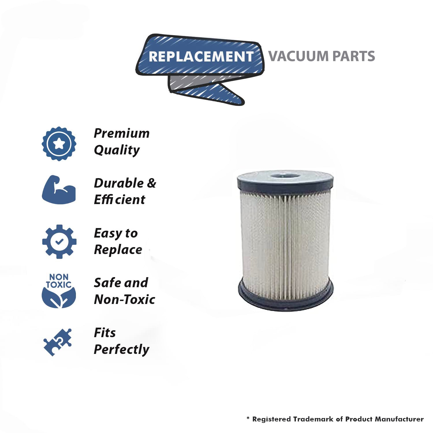 Replacement Part For Hoover DVC Elite Rewind Vacuum Cleaner Microlined Hepa Filter 2Pk # compare to part 413106