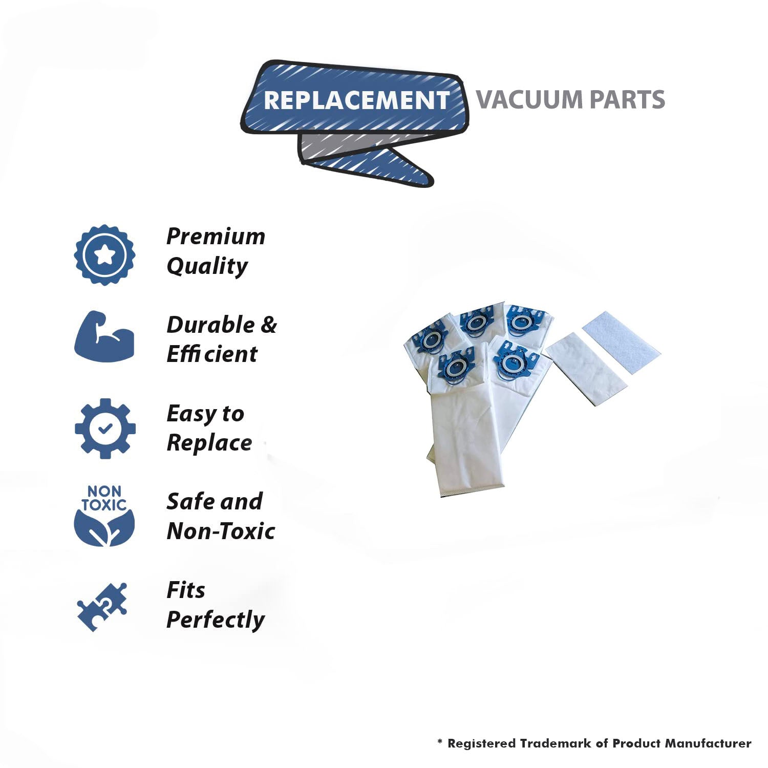 Topvacuumparts Replacement Part For Miele DVC Home Care Products, Llc Paper Bag, Type U Synthetc 5 + 2Pk # compare to part 413170