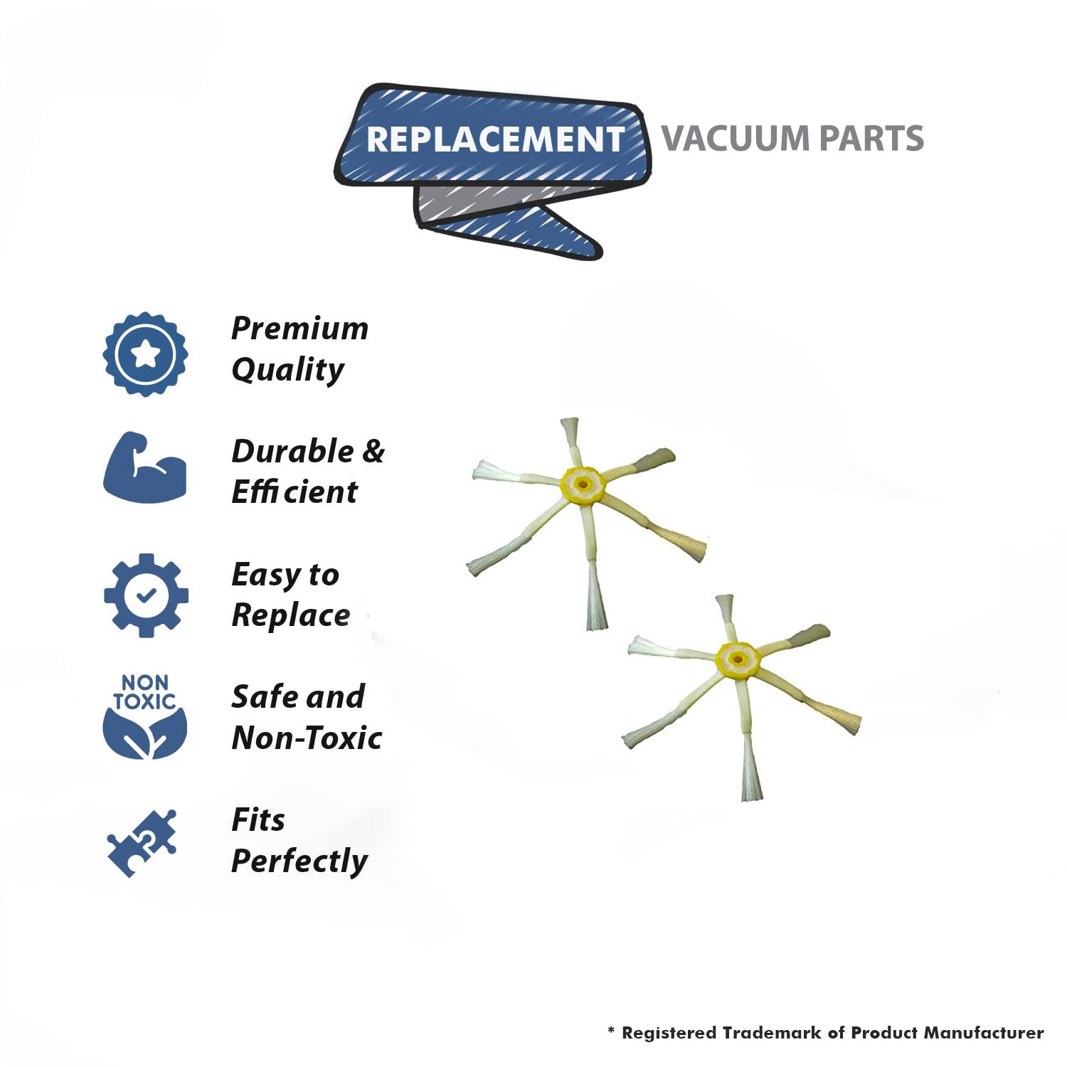 Topvacuumparts Replacement Part For iRobot Roomba 6 Arm Side Brush (2pack) # compare to part BY-29