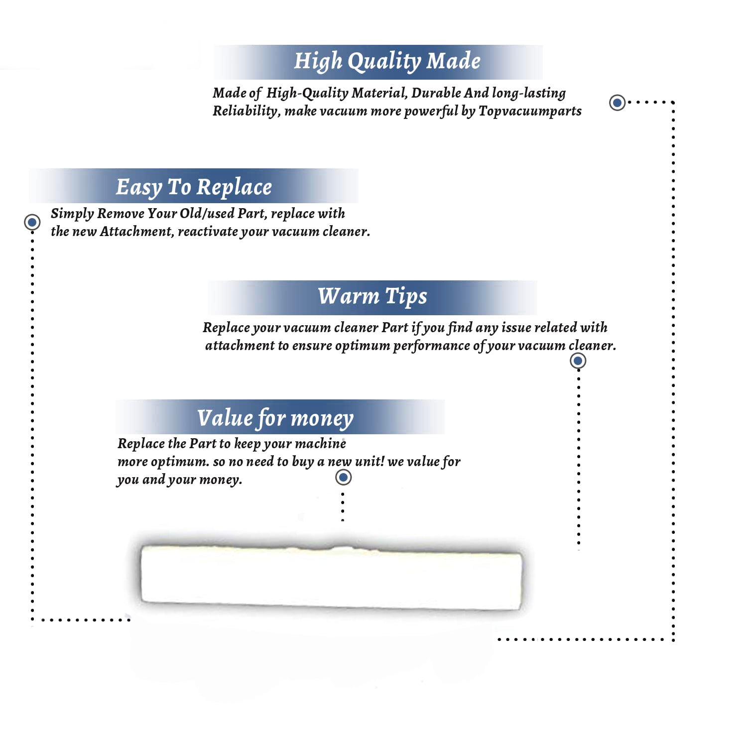 Topvacuumparts Replacement Part For Oreck Vacuum Cleaner Strip White Foam Base Plate Seal Gasket # compare to part 430000884