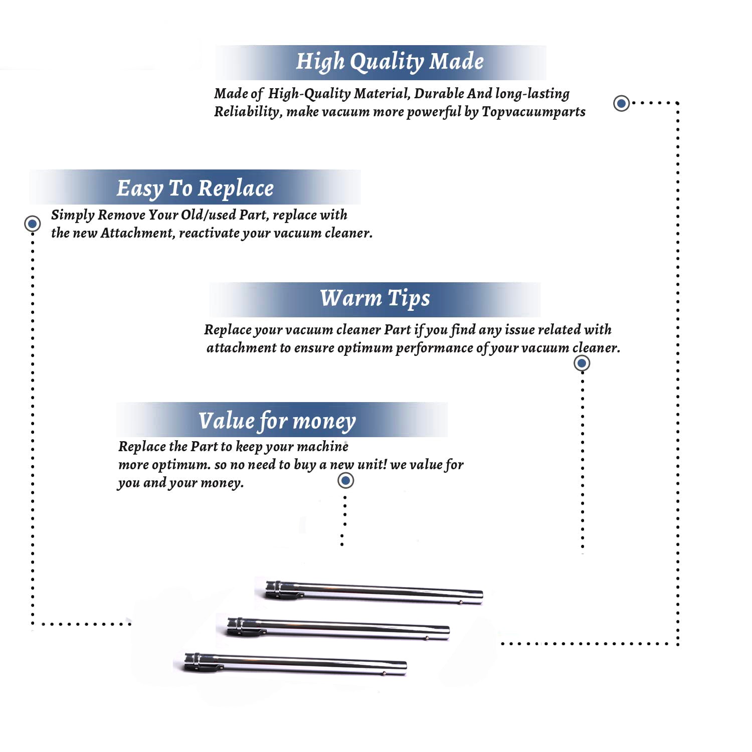 Topvacuumparts Replacement For Hoover 43453027 Extension Tube With Button Lock Pin, # compare to parts 43453027