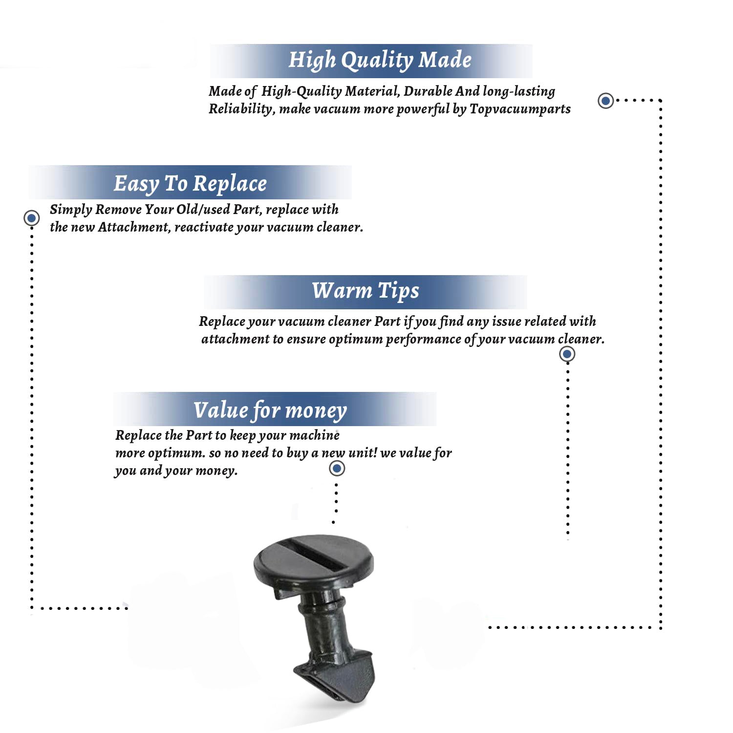 Topvacuumparts Replacement Part For Hoover UH70070 Vacuum Cleaner Black Left Hood Retainer # Compare to part 440001508