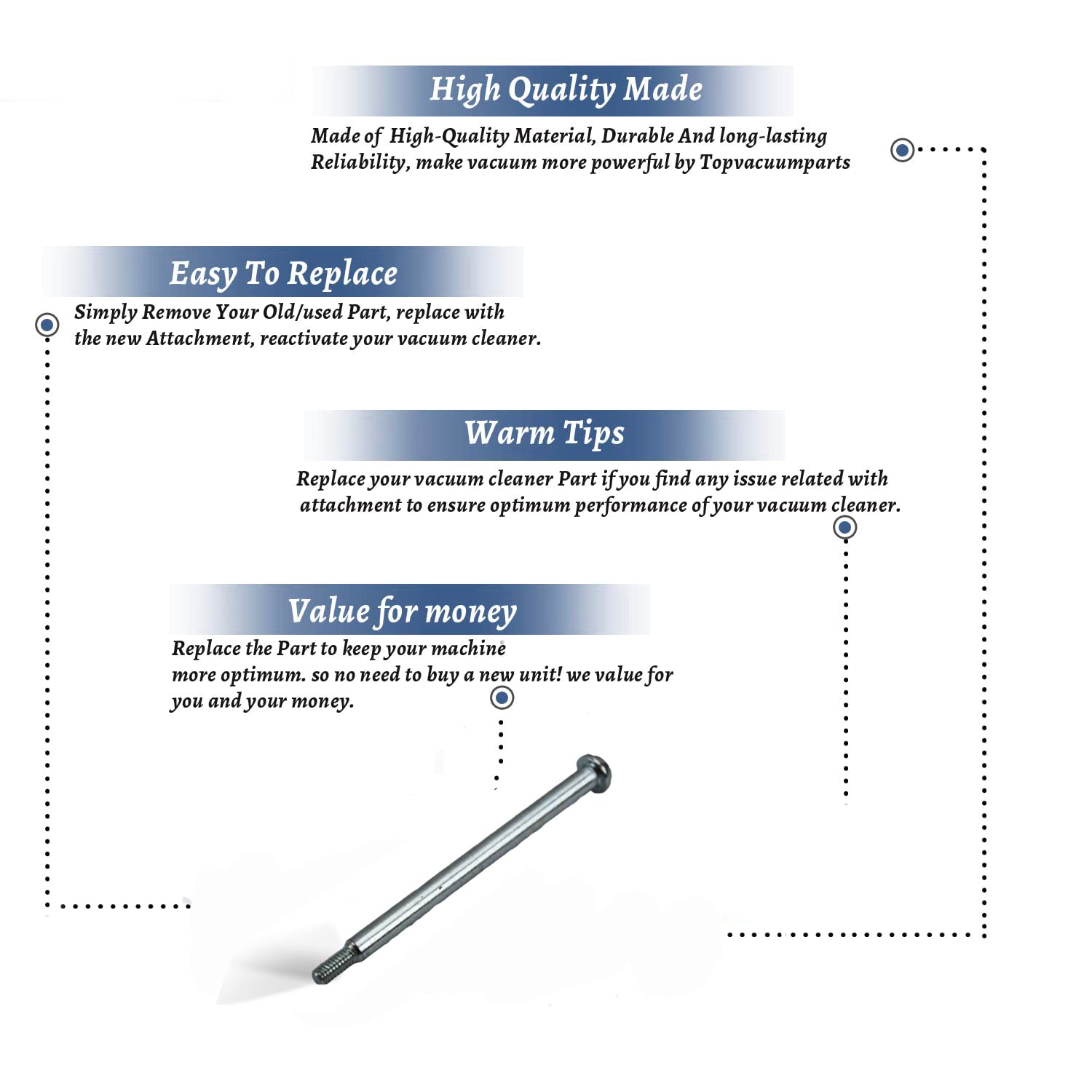 Topvacuumparts Replacement part for Hoover FH40150 FloorMate Handle Screw # Compare to part 440004807