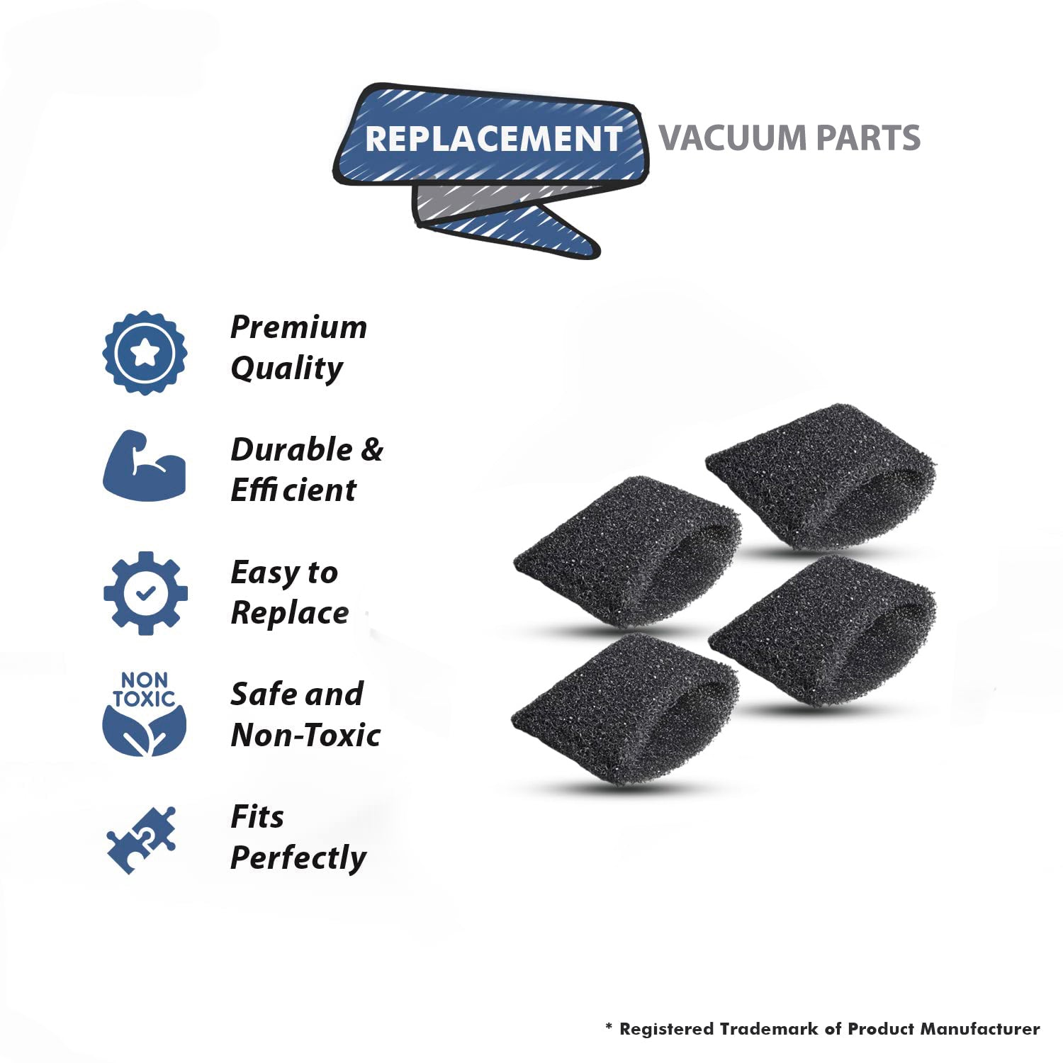Topvacuumparts Replacement Part For Hoover, Vacuum Filter Extractor Foam Recovery Tank Cup F5800 Series (4-Pack) # compare to part 440007364