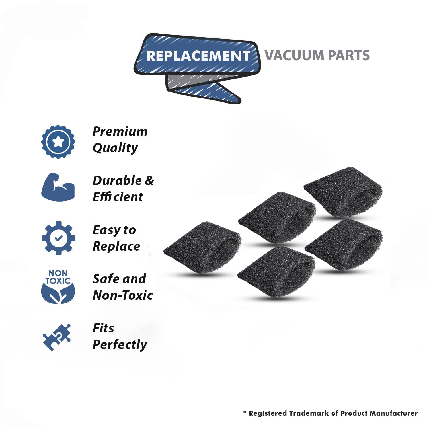 Topvacuumparts Replacement Part For Hoover Filter, Extractor Foam Recovery Tank Cup F5800 Series (5-Pack) # compare to part 440007364