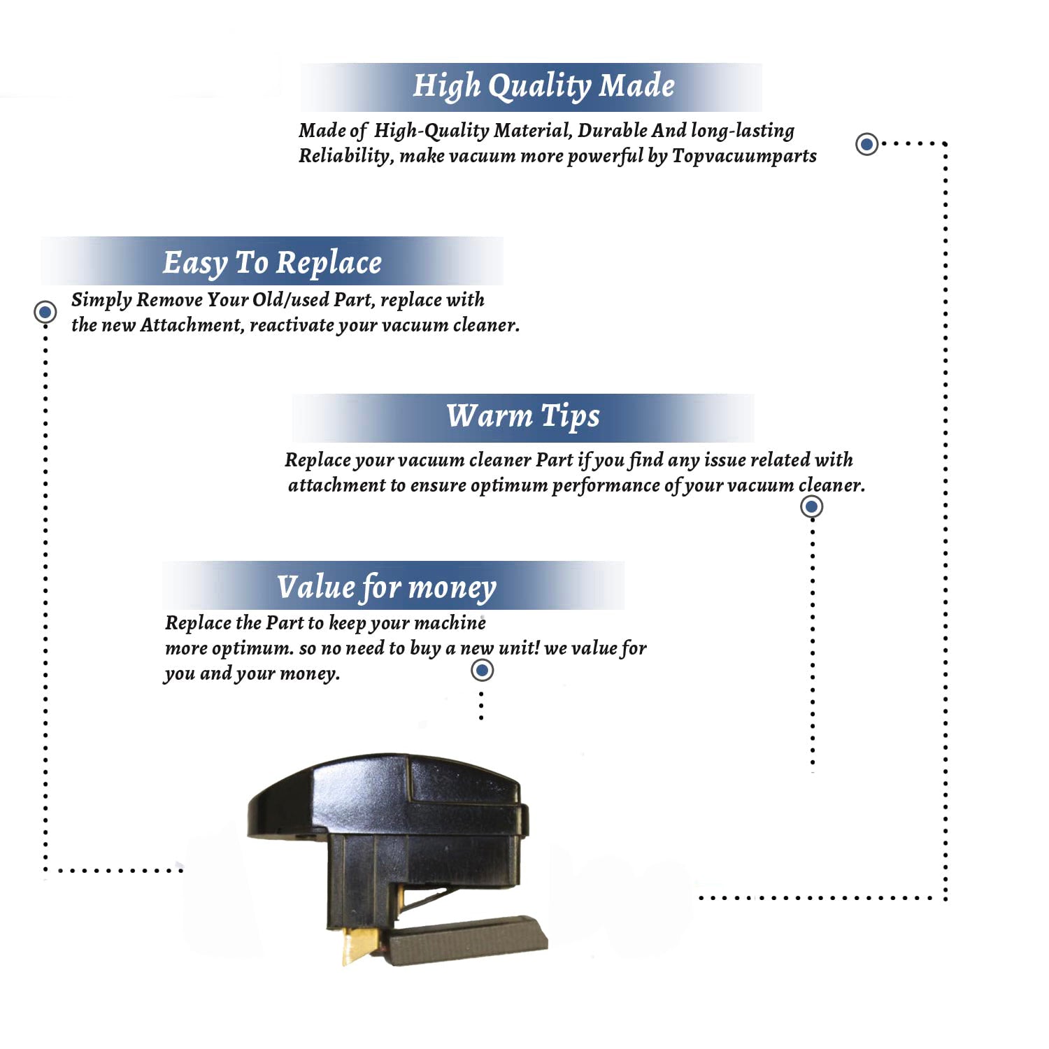 Topvacuumparts Replacement Carbon Brush W/Carrier/Spring For Hoover S3639, U3103, U3105-930, U3225, U3321 Vacuum Models # compare to part 440010613