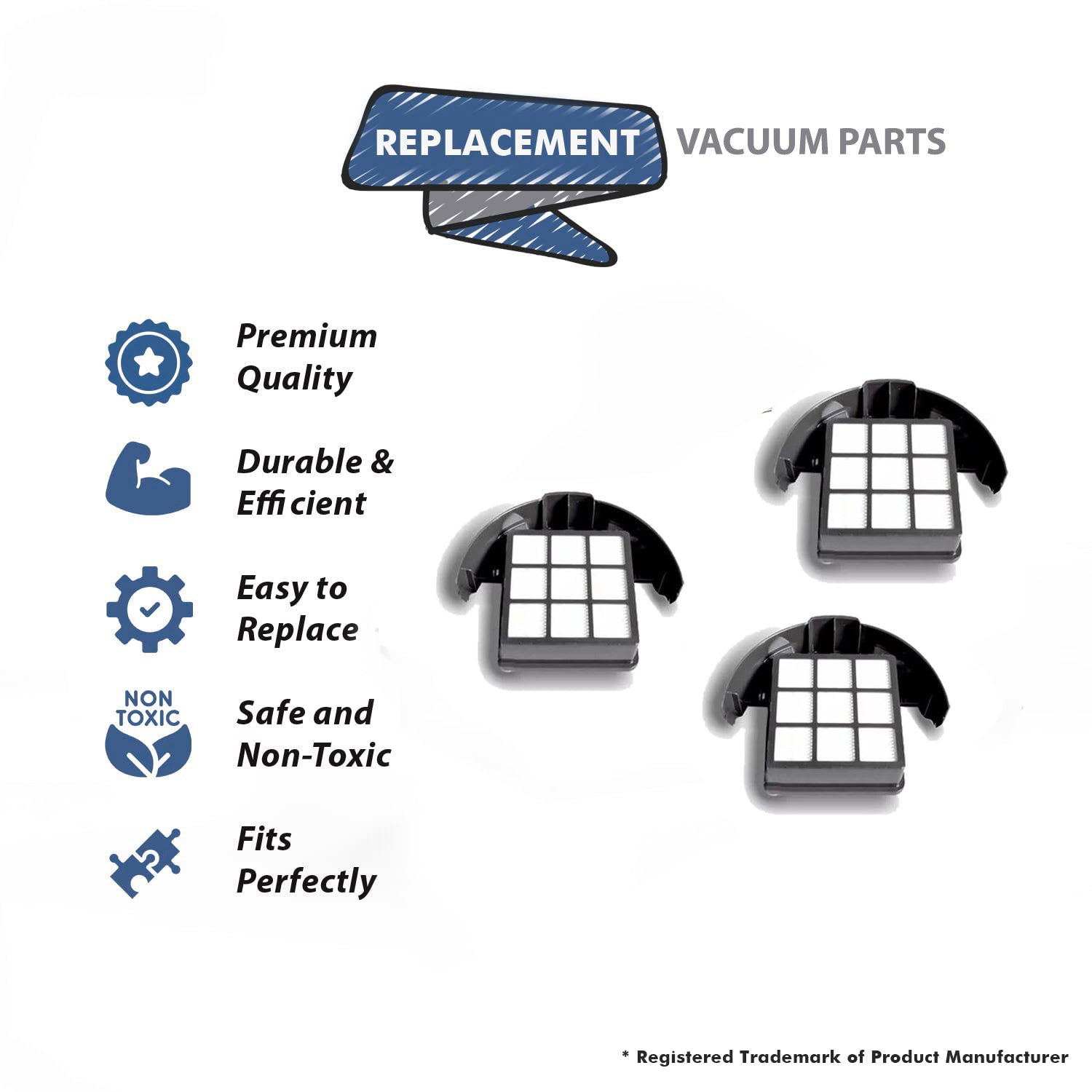 Topvacuumparts [3] New Vacuum Pars Replacement Part For Hoover Windtunnel 2 Pro Rewind UH70800 HEPA Filter Part # compare to part 440013493