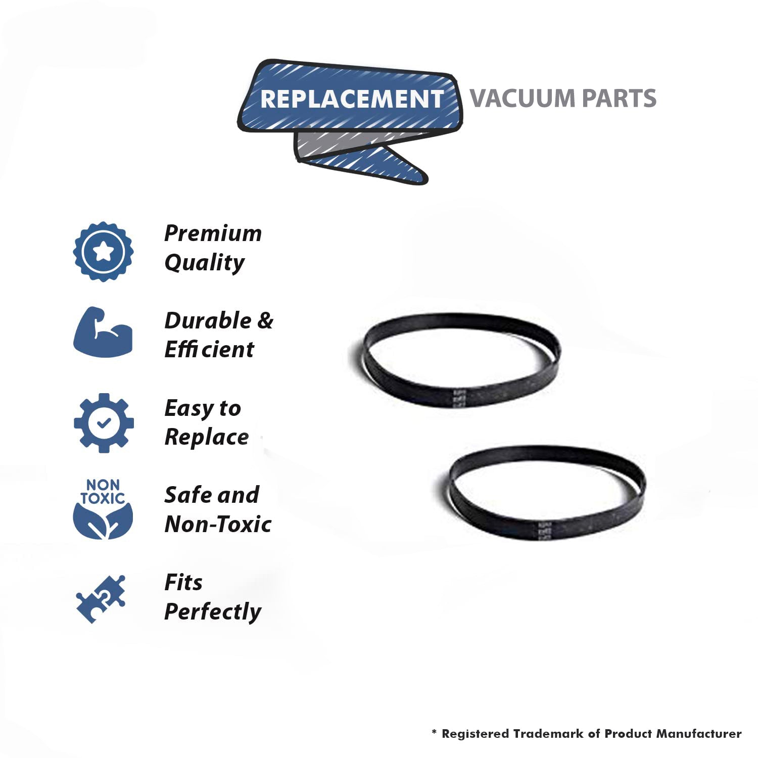 Topvacuumparts Replacement Part For Dirt Devil/RY-5300 Style 16 Belt (2 Belts) # compare to part 4400F13348