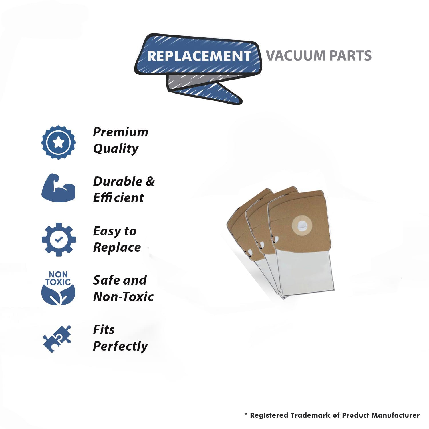 Topvacuumparts Replacement For Eureka 3670 & 3680 STYLE MM Paper 3 Bag # Compare to Part 448206,60295, 60296, 60297