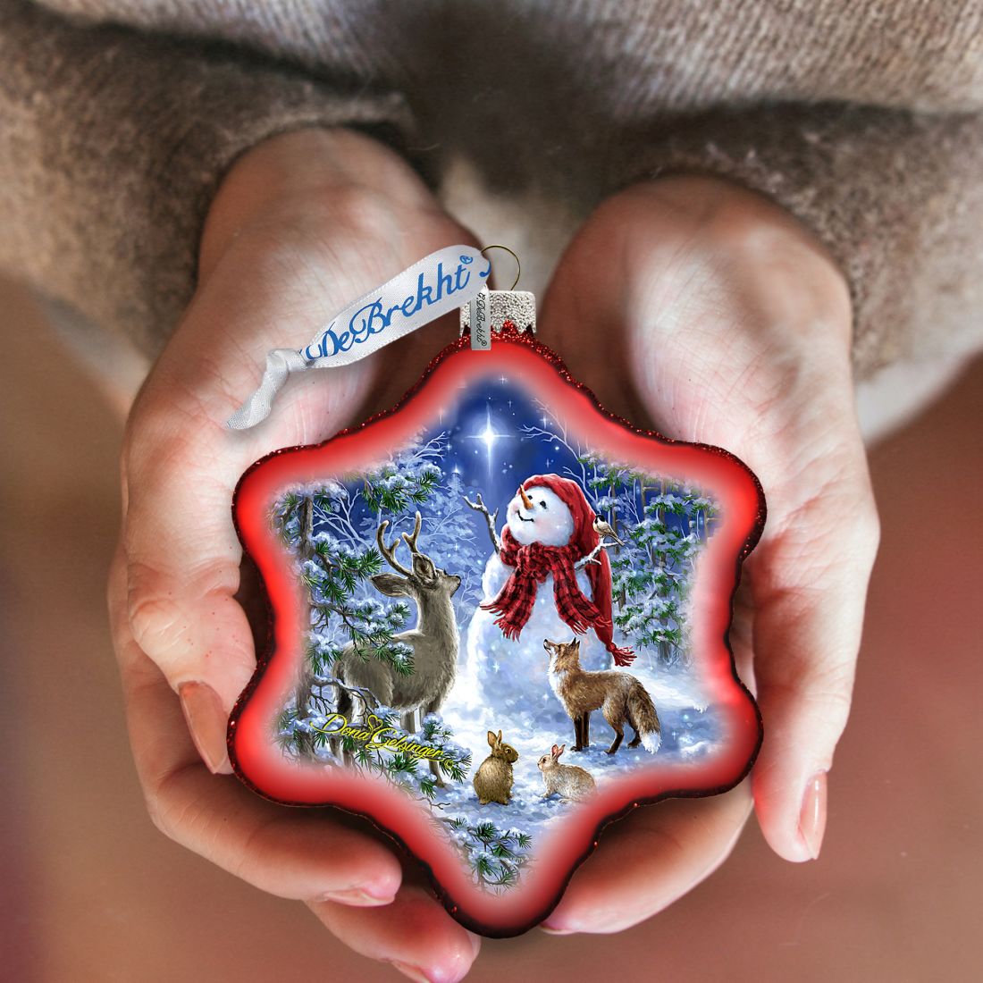 Heaven Snowman Glass Ornament by D. Gelsinger - Christmas Santa Snowman Decor - 754-102R-DG