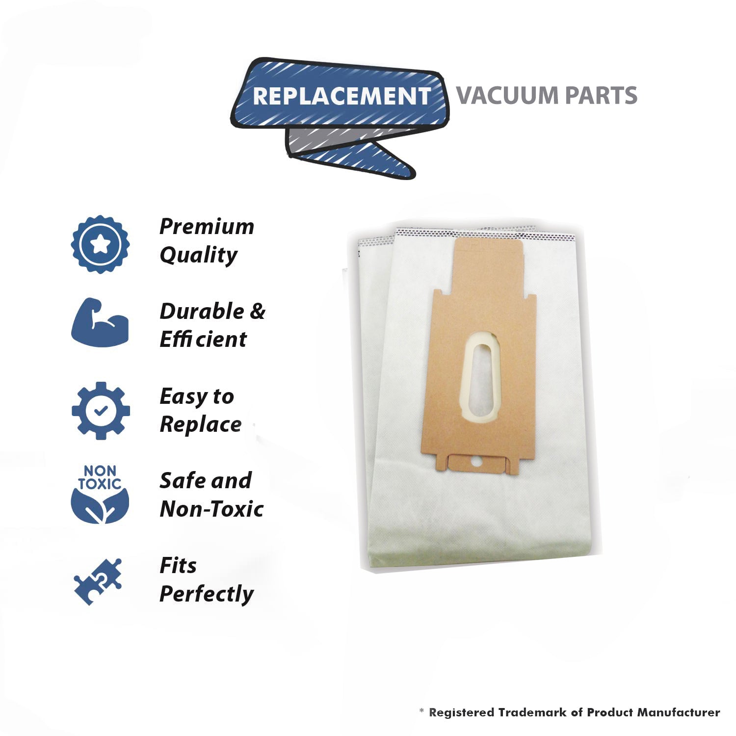 Topvacuumparts Replacement Part For Oreck CC Synthetic Charcoal Paper Bags (4 Bags) # Compare to part 471620