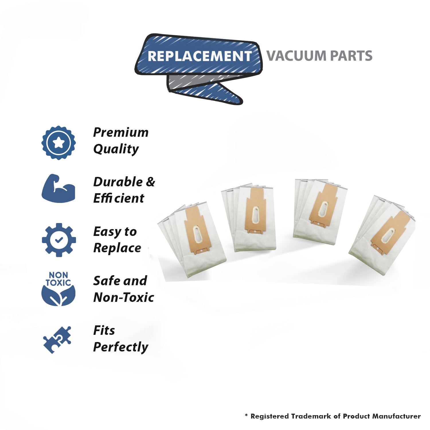 Topvacuumparts Replacement Part For Type CC HEPA Upright Vacuum Cleaner Bags Compatible with Oreck Elevate Vacuum # Compare to part 471620