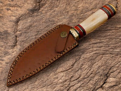 Custom Handmade Damascus Gut Hook Hunting Knife – 10.5