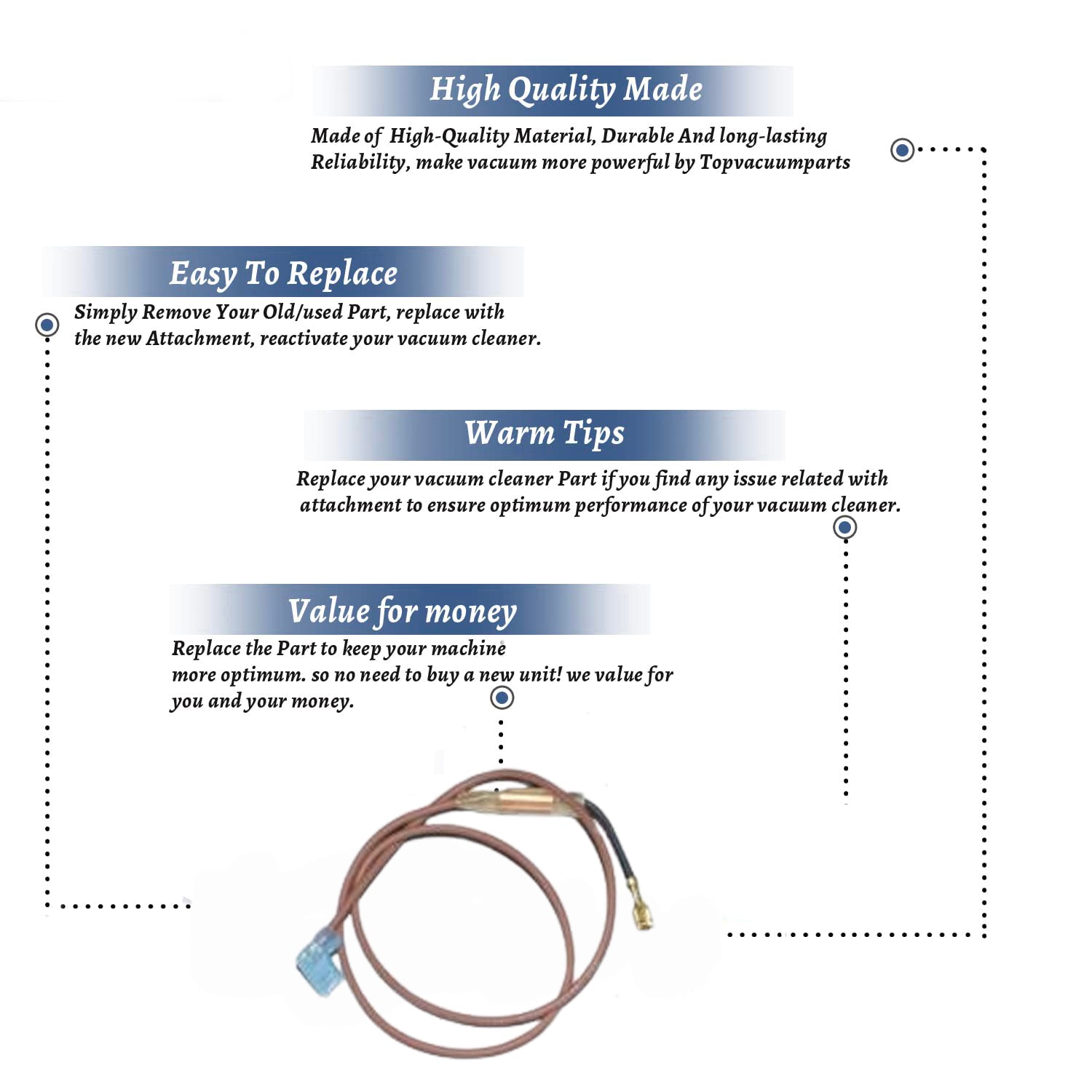 Topvacuumparts Replacement Part For Hoover Floor Care Upright Vacuum Cleaner Thermal Protector # compare to part 47534023