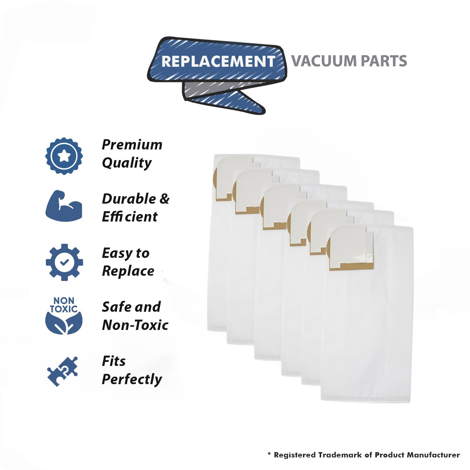 Topvacuumparts Replacement Part For Riccar/Simplicity DVC Radiance Synergy Type X Vacuum Cleaner Paper Bags 6pk # 486880