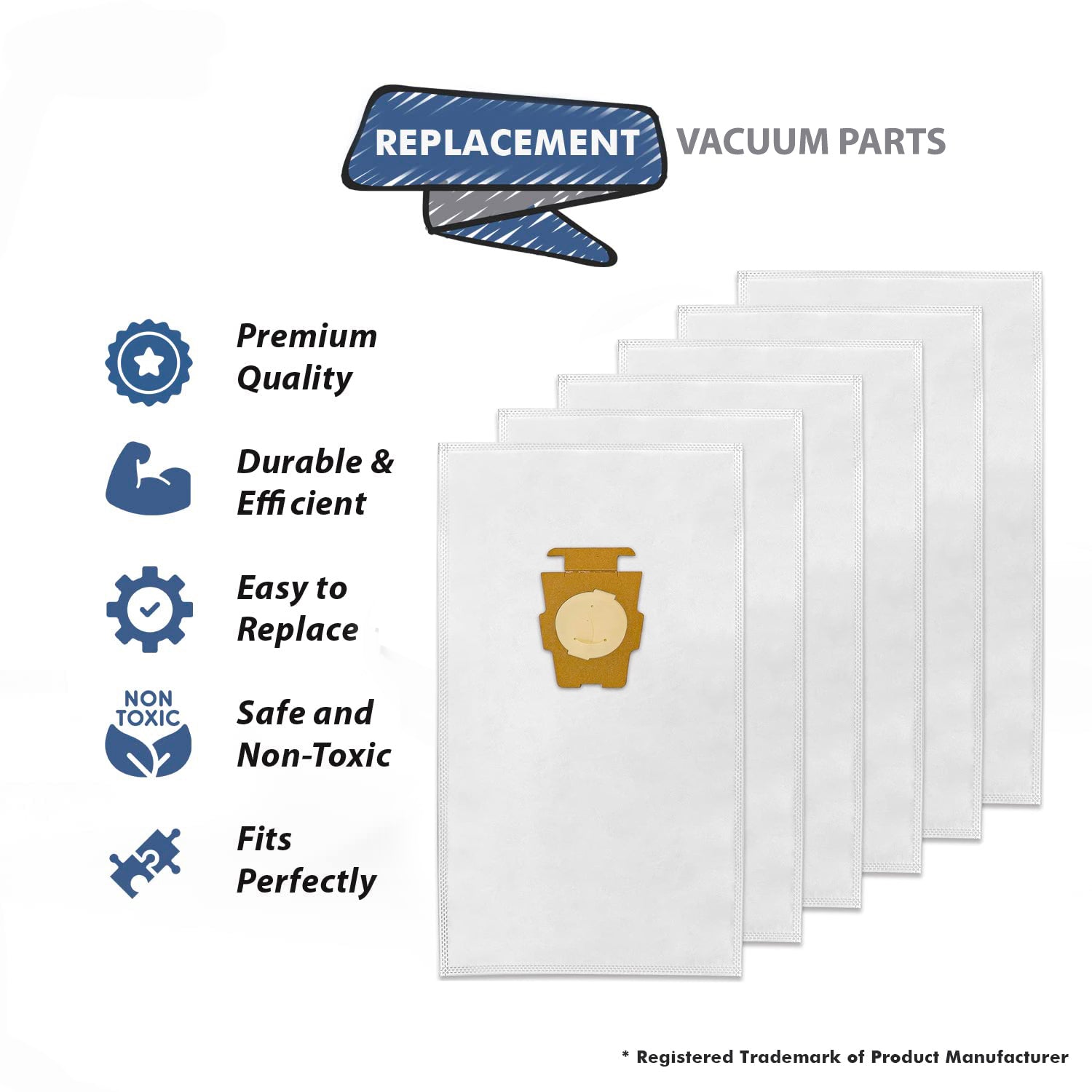 Topvacuumparts Replacement For Kirby F-style and twist type vacuum 6 Paper Bags # Compare to Part 486996