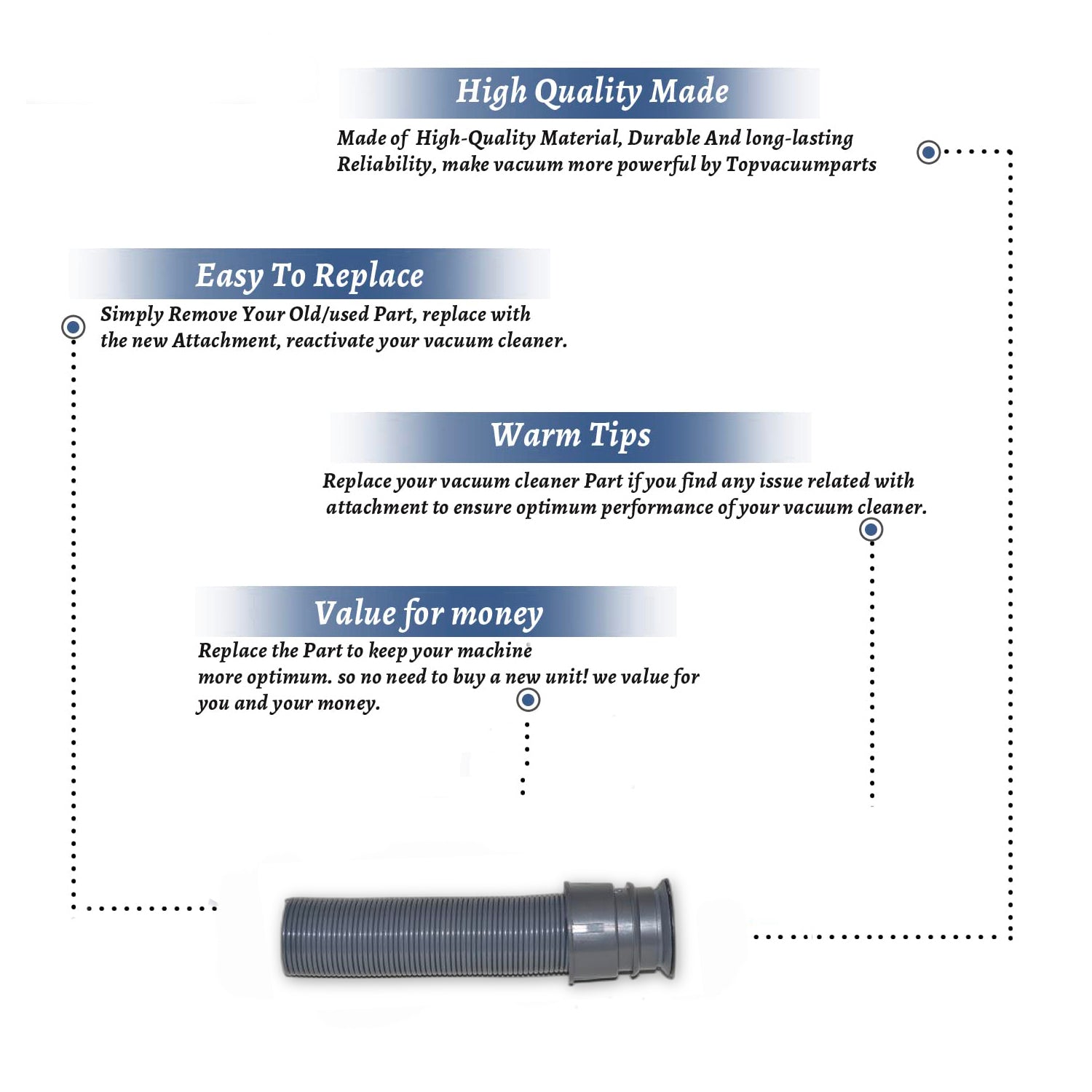 Topvacuumparts Replacement Part For Proteam Upright Vacuum Cleaner Four Lower Hose # compare to part 510252