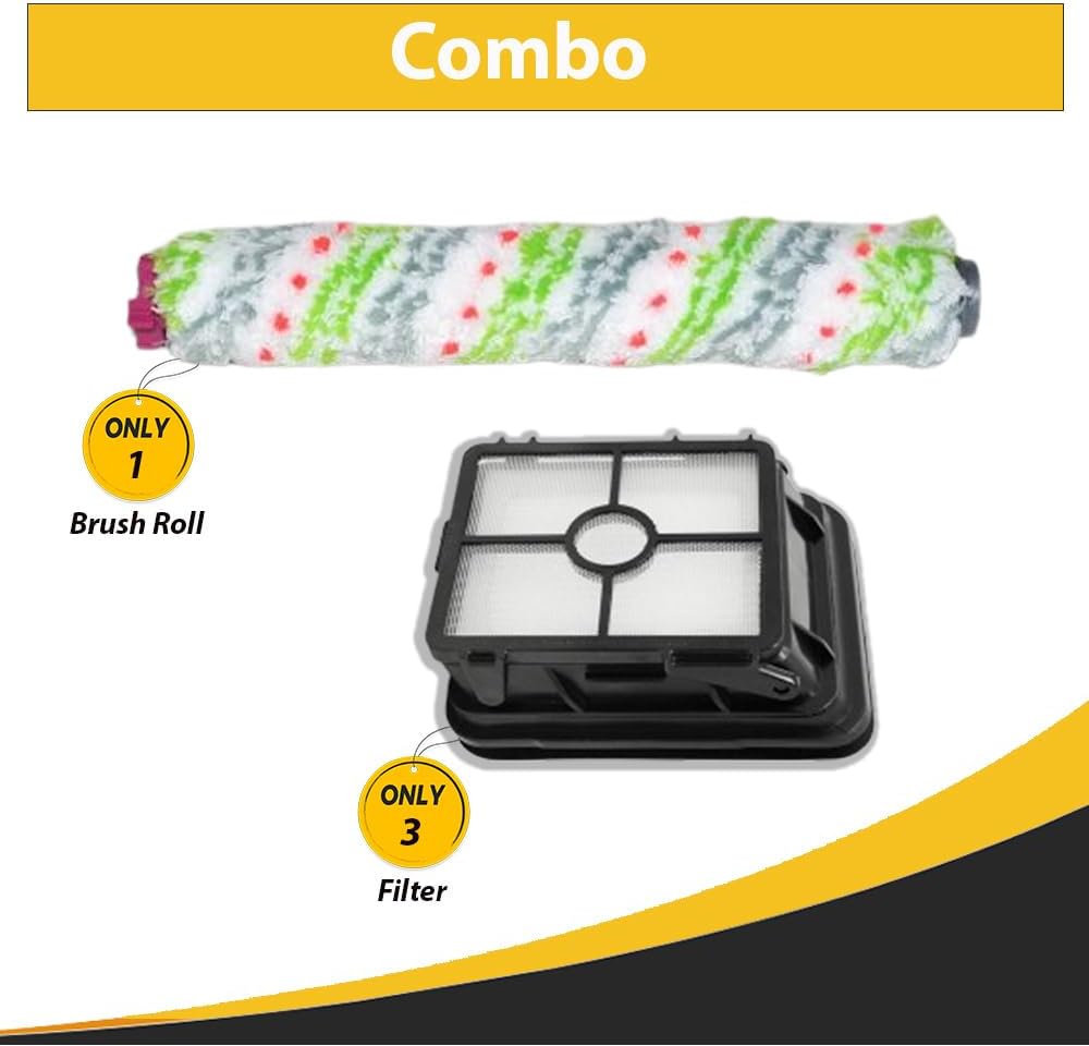 Topvacuumparts for Bissell CrossWave 1785 2306A Includes 1 Pet Brush Roll 2460 and 3 Filters 1866 Replaces 1613568 1608684 Best for wet dry cleaning