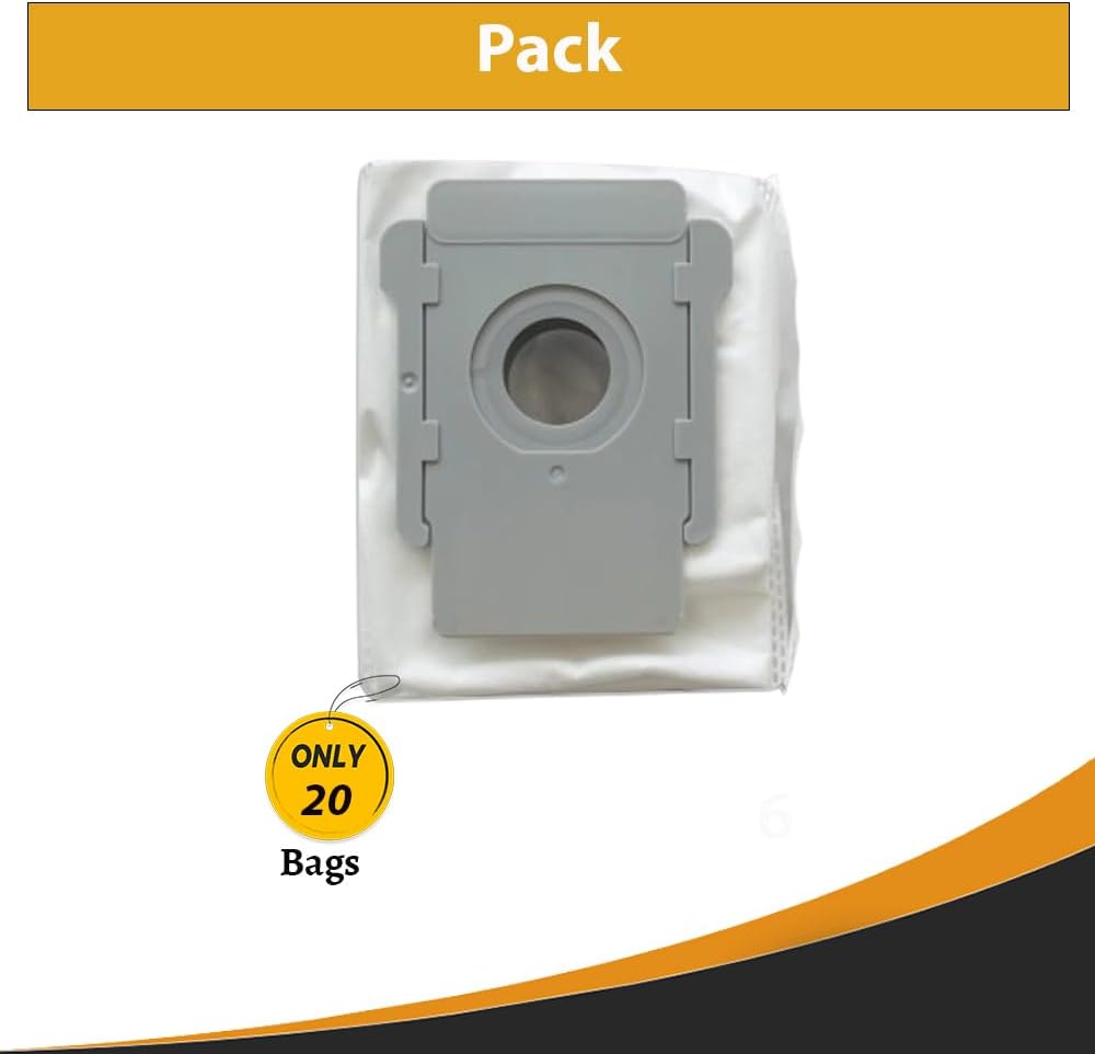 Topvacuumparts 20 Pack Vacuum Bags for iRobot Roomba i7 i7+ i8 i8 Clean Base Automatic Dirt Disposal Bags # compare to parts PMIB01