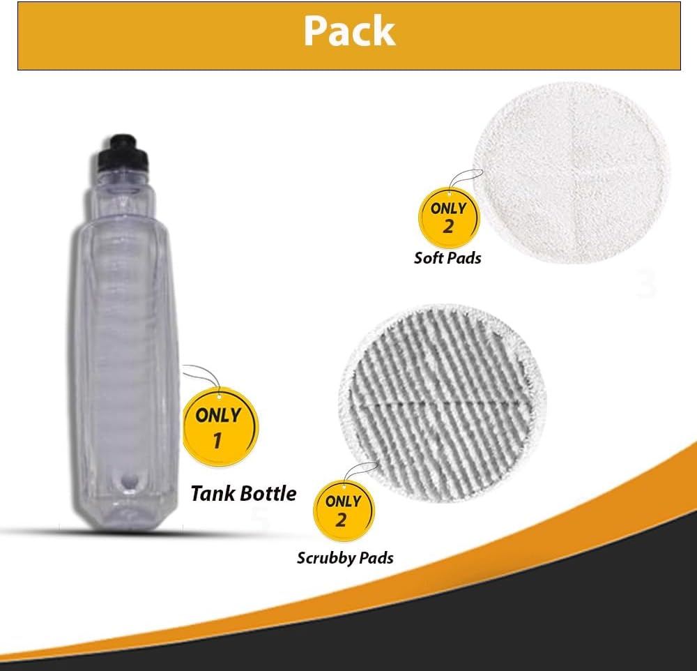 Topvacuumparts Mop Pads 4-Pack & Water Tank for Bissell Spinwave 2039A 20399 23157 20393 2039T 2307 | Soft & Scrubby Pads for Hardwood Floor