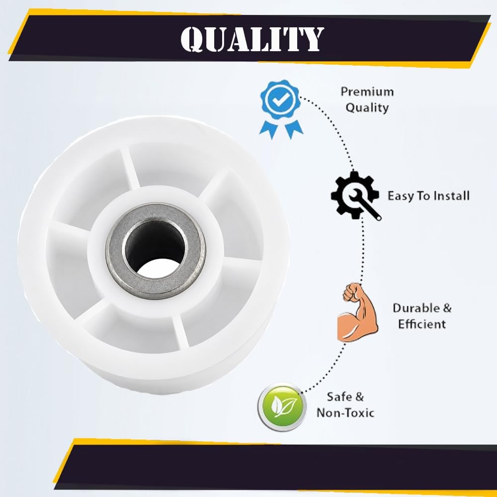 Topvacuumparts Replacement DC97-07509B DC93-00634A Dryer Idler Pulley Wheel 2Pk for Samsung DV45H7000EW DV365ETBG DV42H5200EW DV42H5000EW #DC97-07509B
