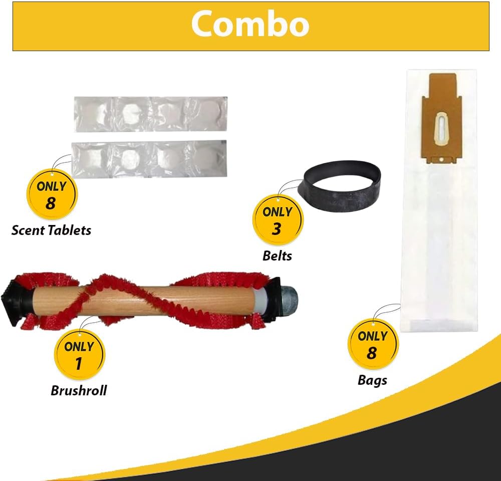 Topvacuumparts Replacement Tune-Up Kit for Oreck XL21 Commercial Upright Vacuums Only: 1 Roller Brush, 8 Bags, 3 Belts & 8 Air Freshener Scent Tablets