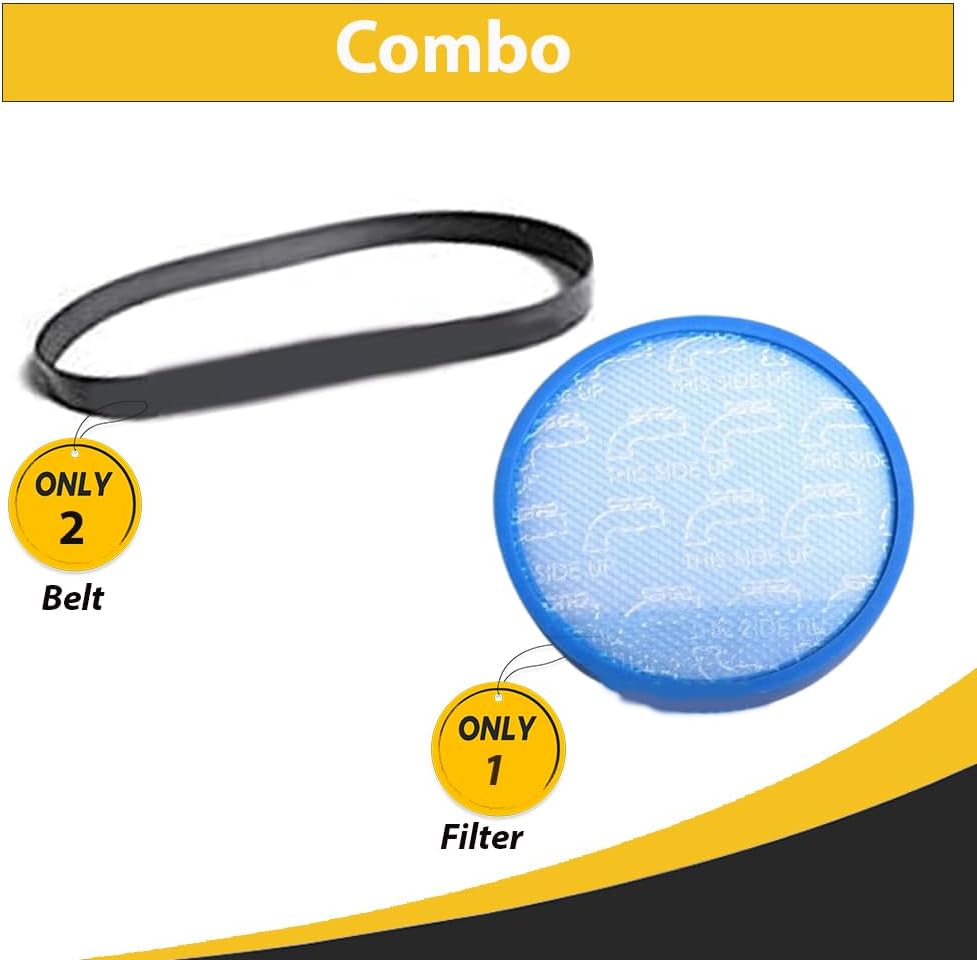 Topvacuumparts Replacement 1 Filter and 2Belt Kit Compatible For Hoover WindTunnel 2Whole UH71255,UH72630,UH72600 Blue Sponge Filter 304087001,AH20065