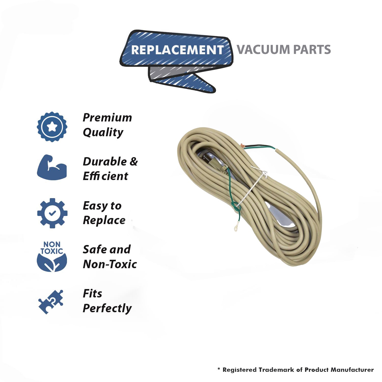 Topvacuumparts Replacement Part For Eureka SC695A Commercial Vacuum Cleaner 50 FT Cord # Compare to Part 5237012