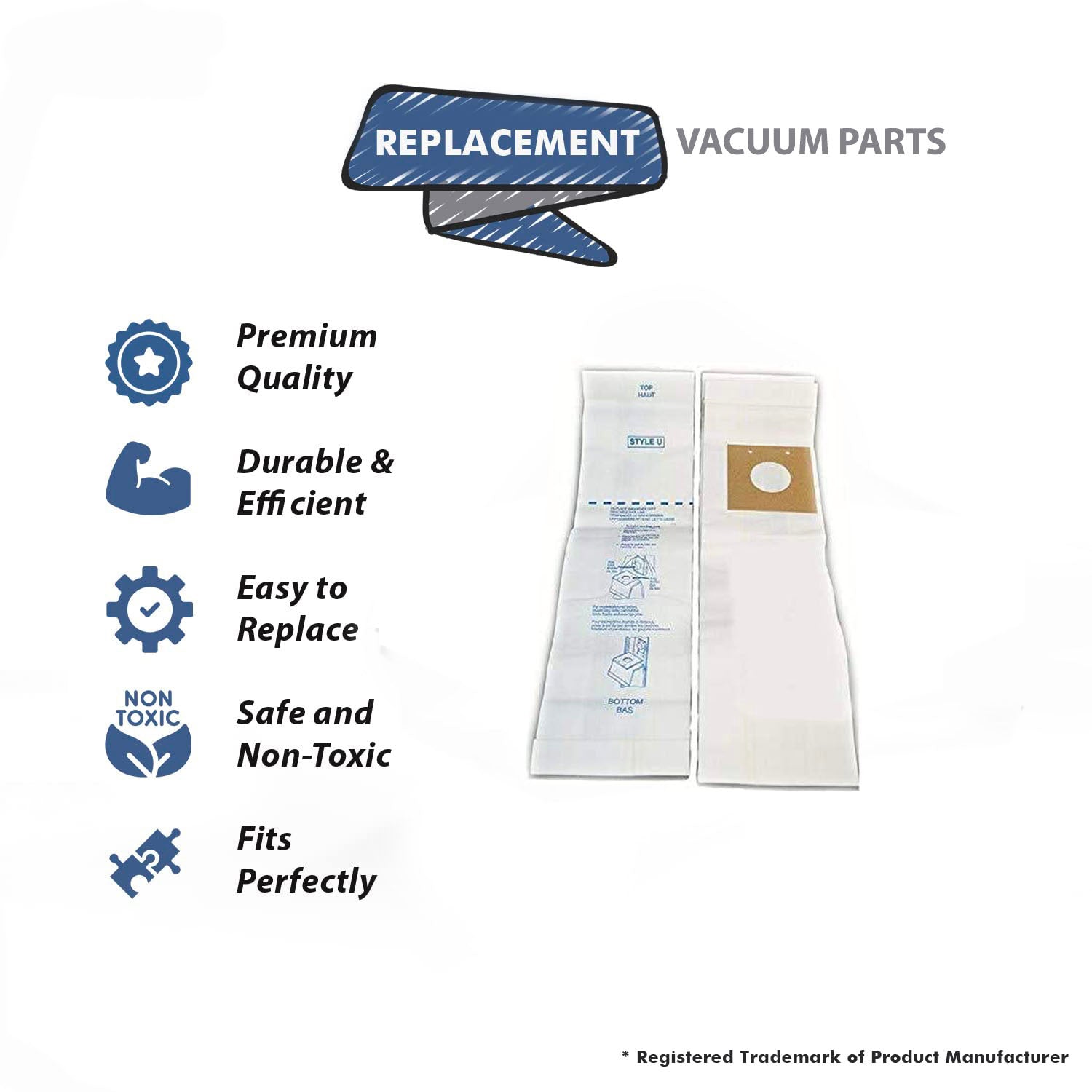 Topvacuumparts Replacement Part For Eureka U 3Pk Vacuum Claner Paper Bag # compare to part 528447