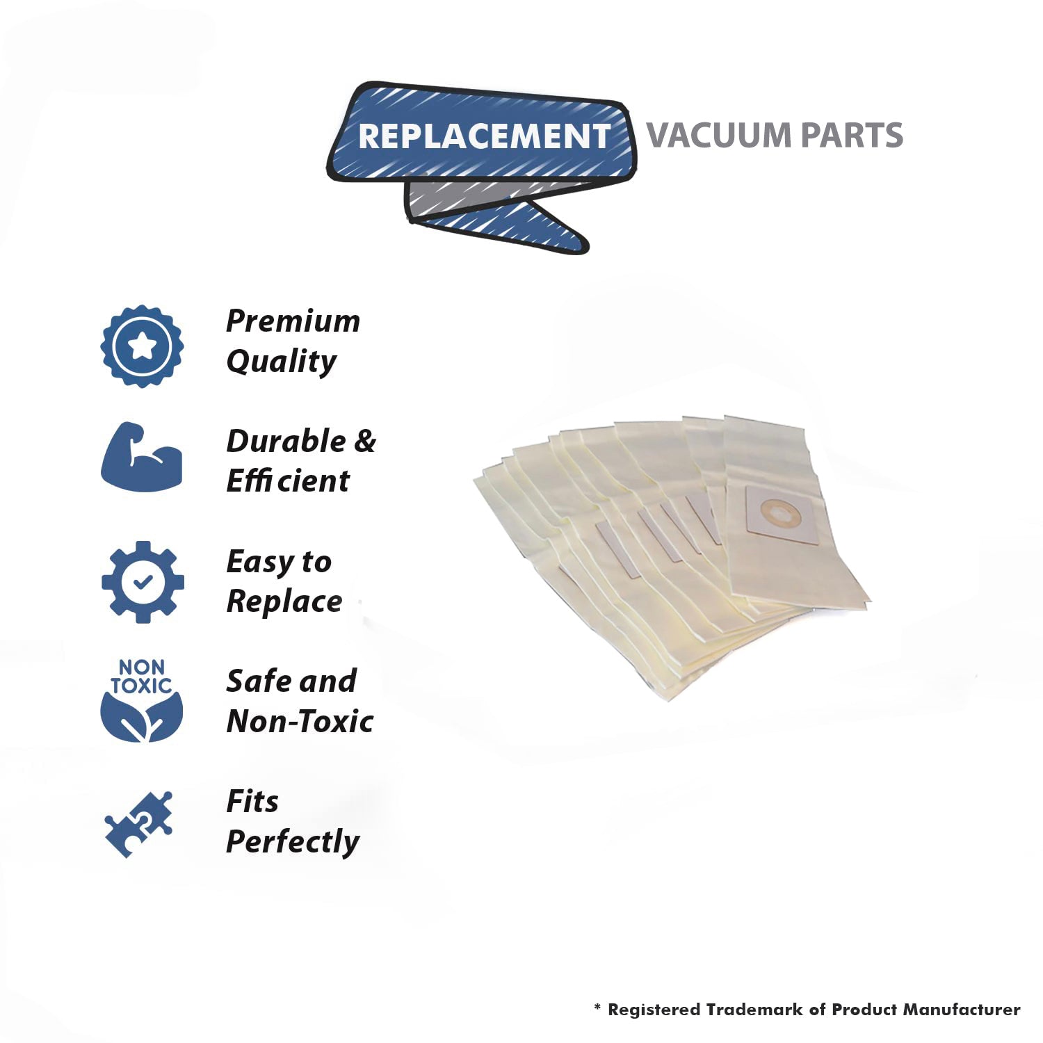 Topvacuumparts Replacement part for Windsor Wide Area Wave Vacuum Cleaner 10 Paper Bags # Compare to part 53-2406-02