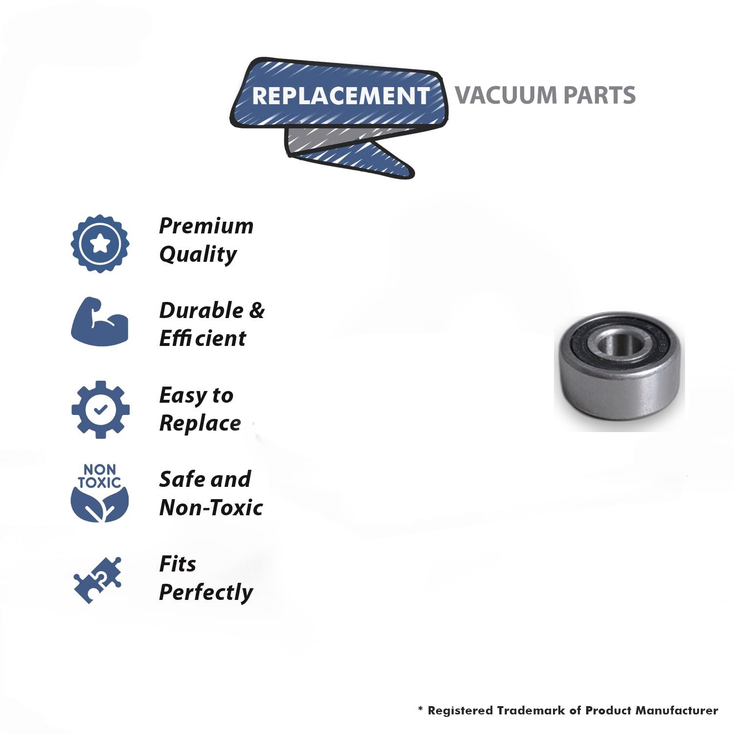 Topvacuumparts Replacement Part For Eureka Vibragroom I and II Upright Vacuum Cleaner Brushroll Ball Bearing # compare to part 53114
