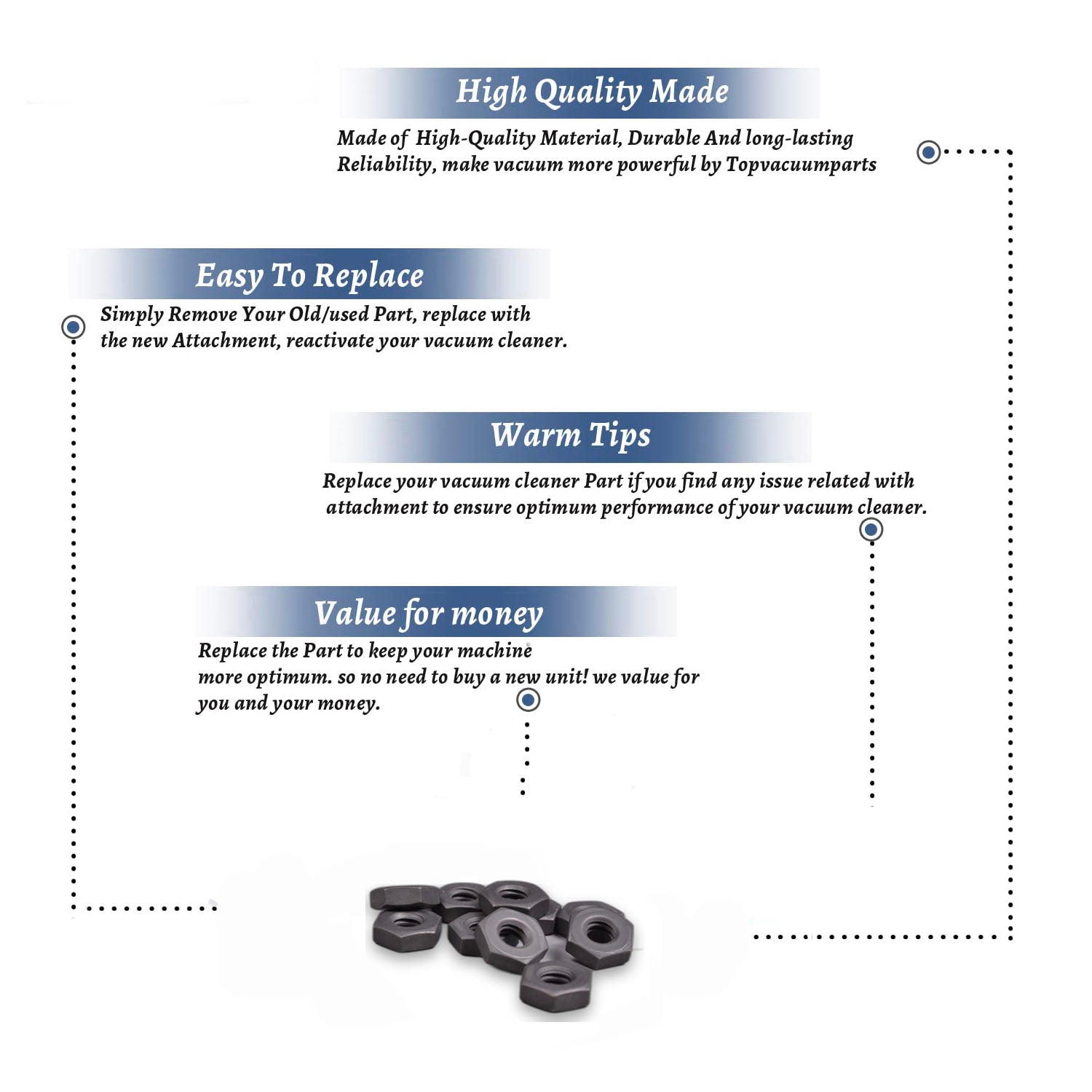Topvacuumparts Replacement Part For Eureka Vacuum Bravo Handle Nut 10Pk # compare to part 532135