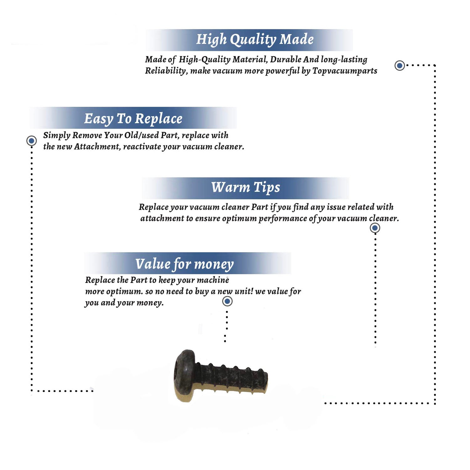 Topvacuumparts Replacement Part For Electrolux Vacuum Cleaner Rear Axle Retainer Clip Screw 10PK # compare to part 53238-13