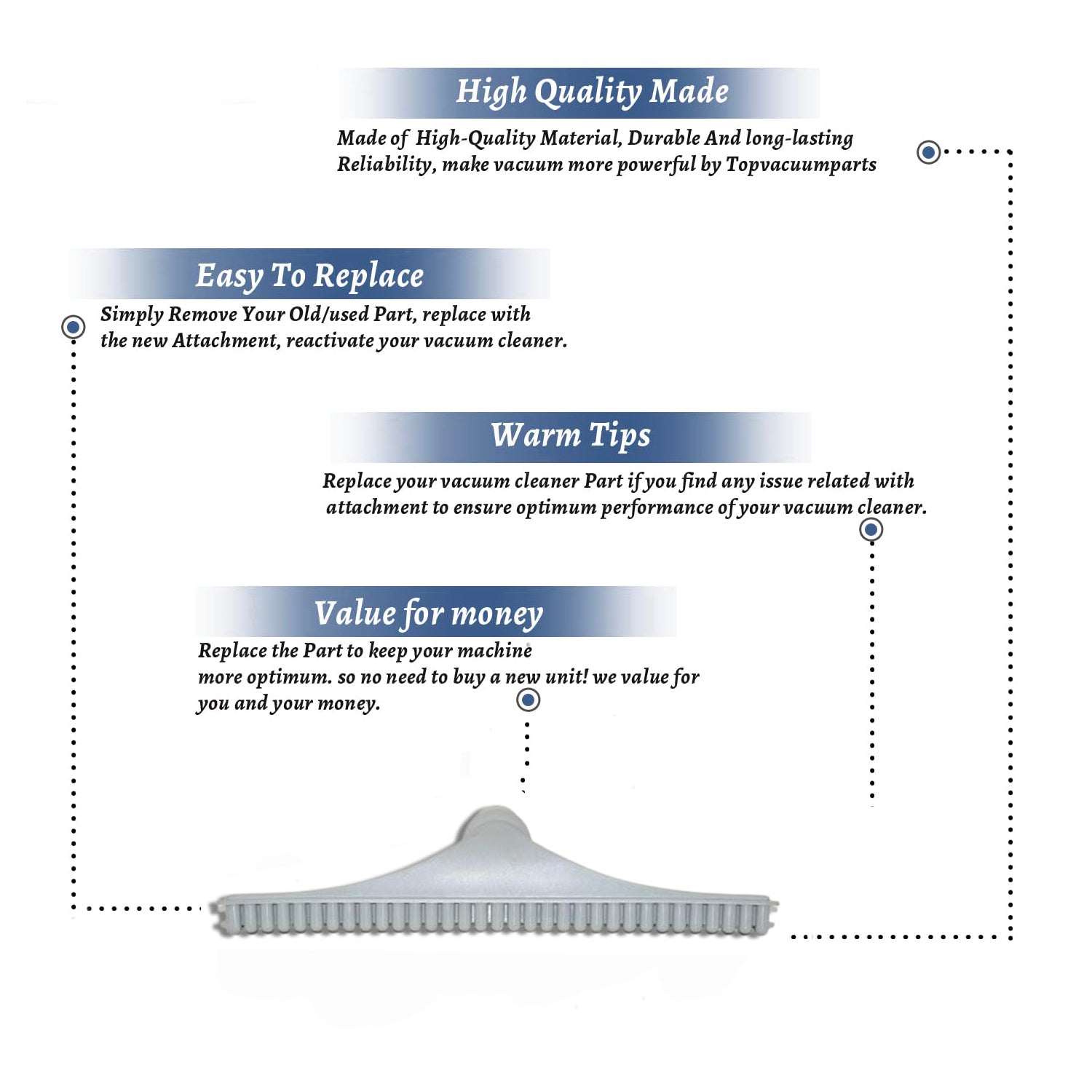Topvacuumparts Replacement for  fit all 1 1/2 inch Rug Rake Carpet Tool, 15-Inch Commercial Vacuums # Compare to part
