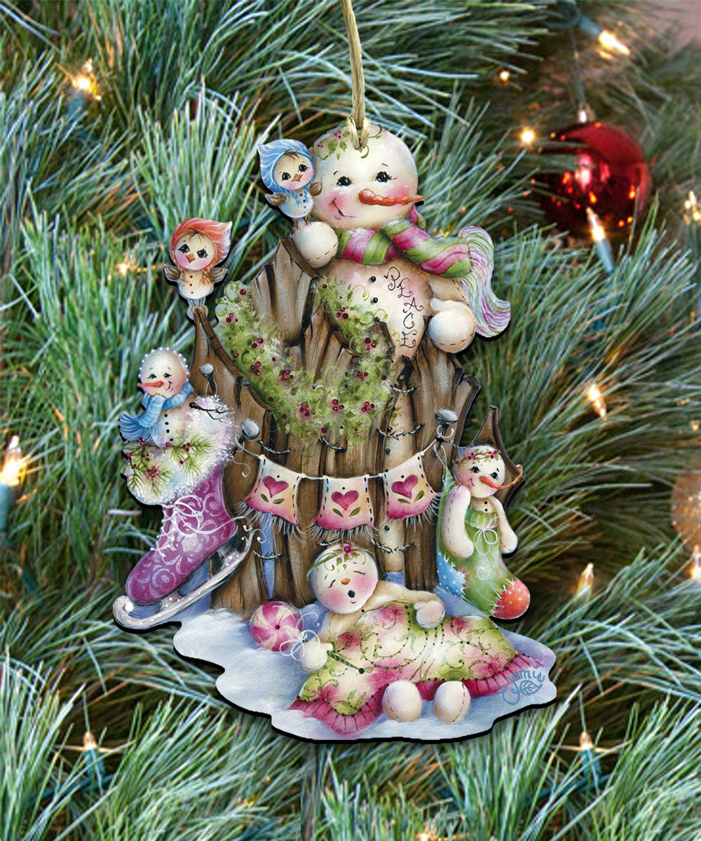 Holiday Wooden Ornaments Set of 3 Gift Set by Jamie Mill-Price - Christmas Santa Snowman Decor - 8100044S3