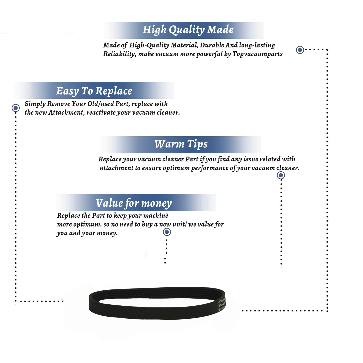 Topvacuumparts Replacement Part For Hoover Cyclonic Canister Vacuum Cleaner Poly V Grooved 2-Belts # compare to part 562206001