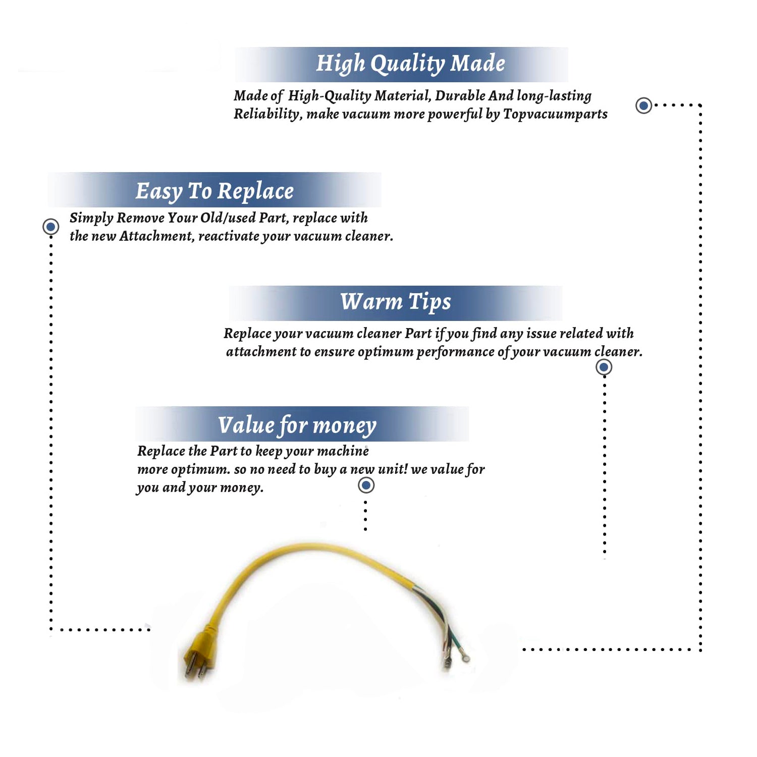 Topvacuumparts Replacement Part For Cirrus 9 16/3 Inch Prograde Male End Cord # compare to part 570991323
