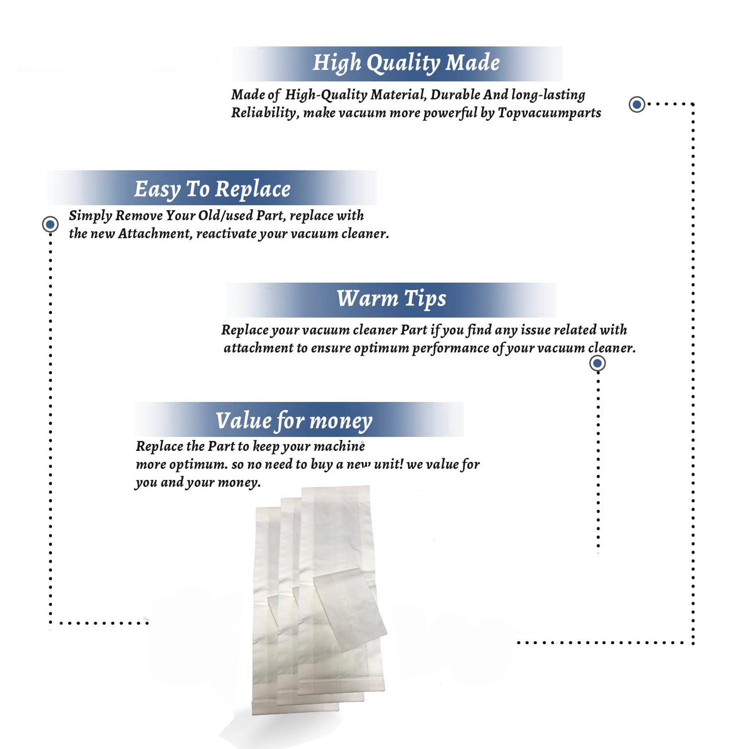 Topvacuumparts Replacement For Eureka 200, 600, 1400 F&G Paper Bag # Compare to Part 57695C