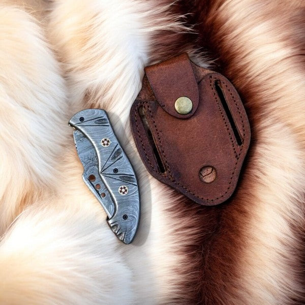 Custom Handmade Damascus Pocket Knife – 3