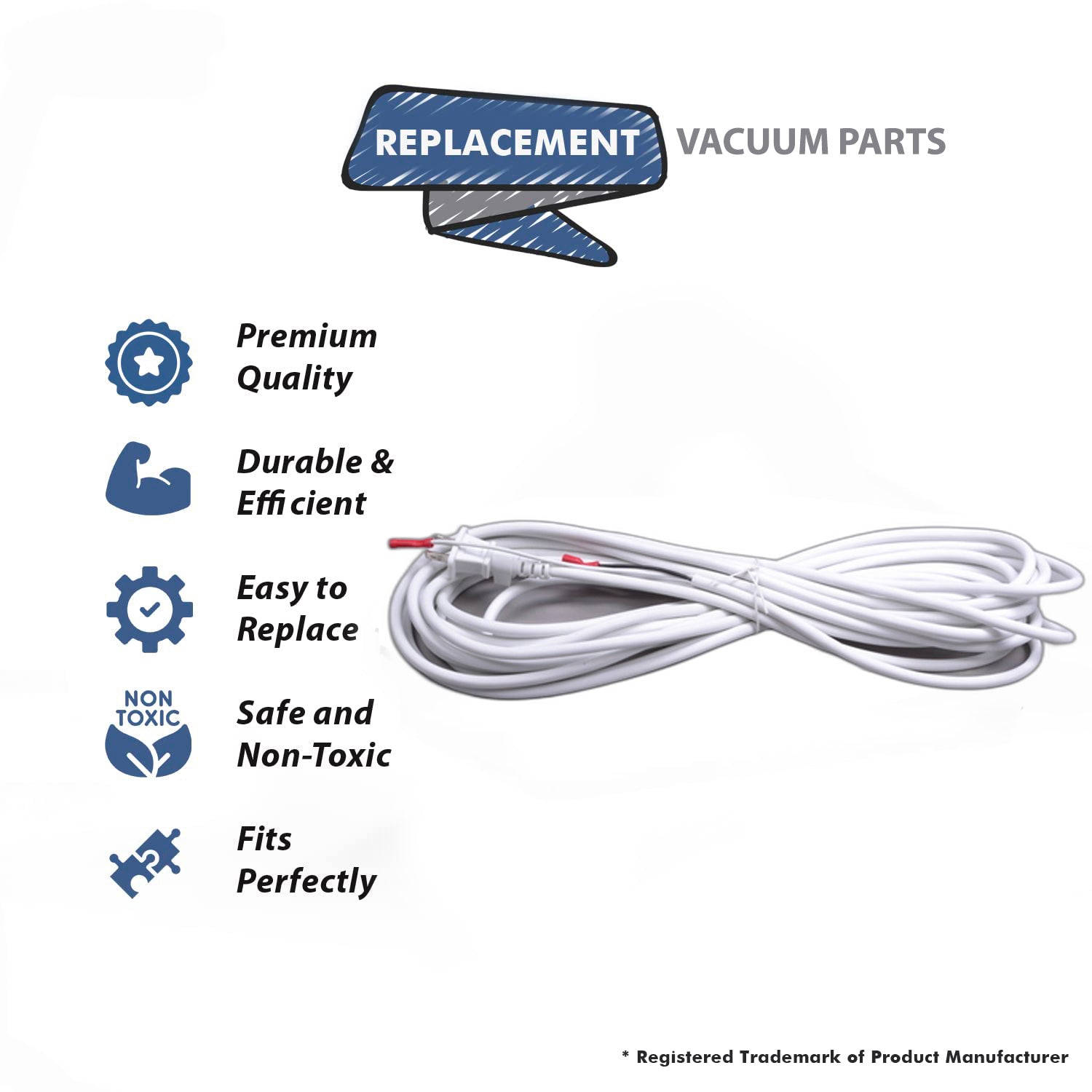 Topvacuumparts Replacement Part for Oreck Vacuum Cleaner 18/2 SJT, 30' White Power CordOreck Part # Compare to Part 58-5805-91