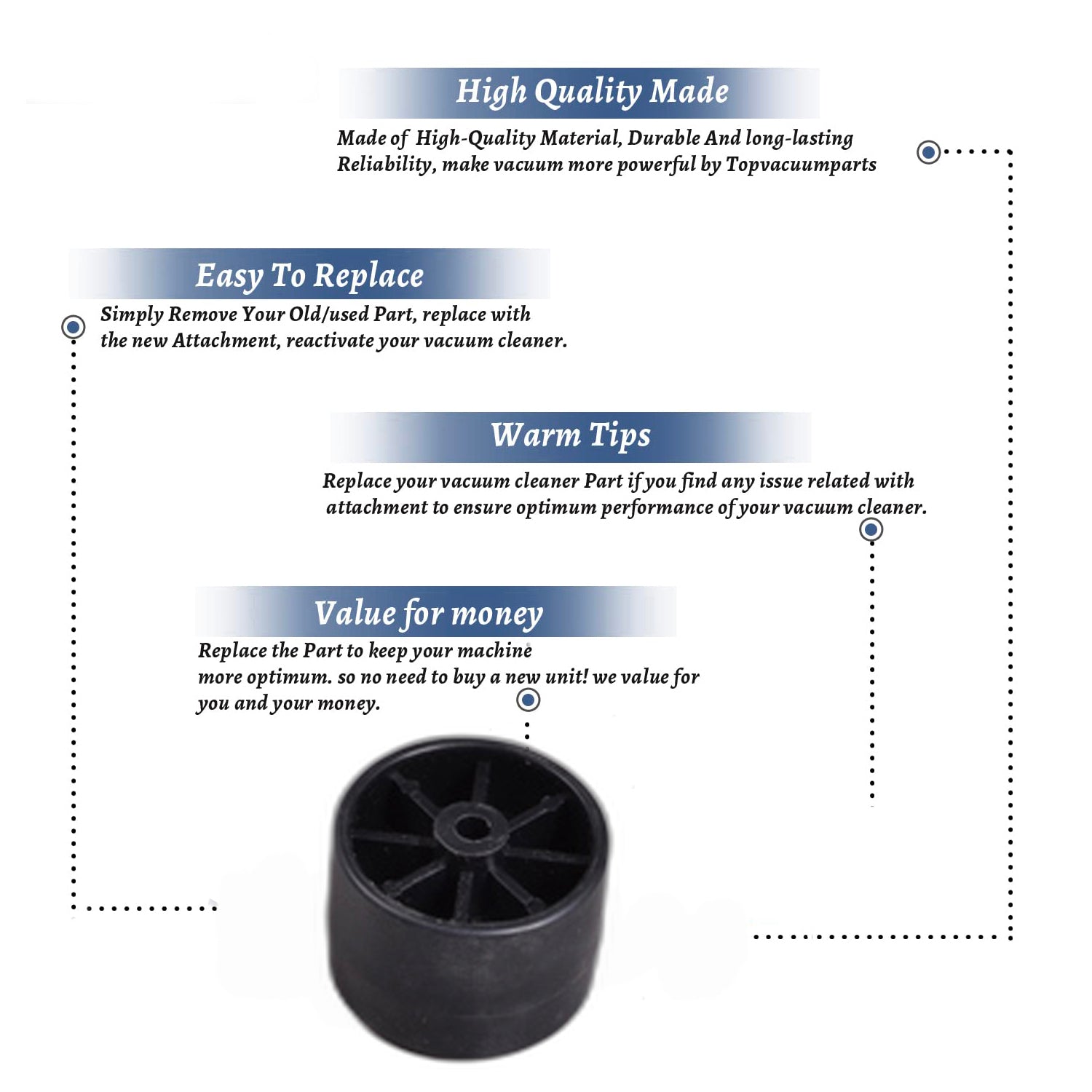 Topvacuumparts Replacement Part For Oreck XL Series Vacuum Cleaner Rear Wheel # compare to part 58-7903-65