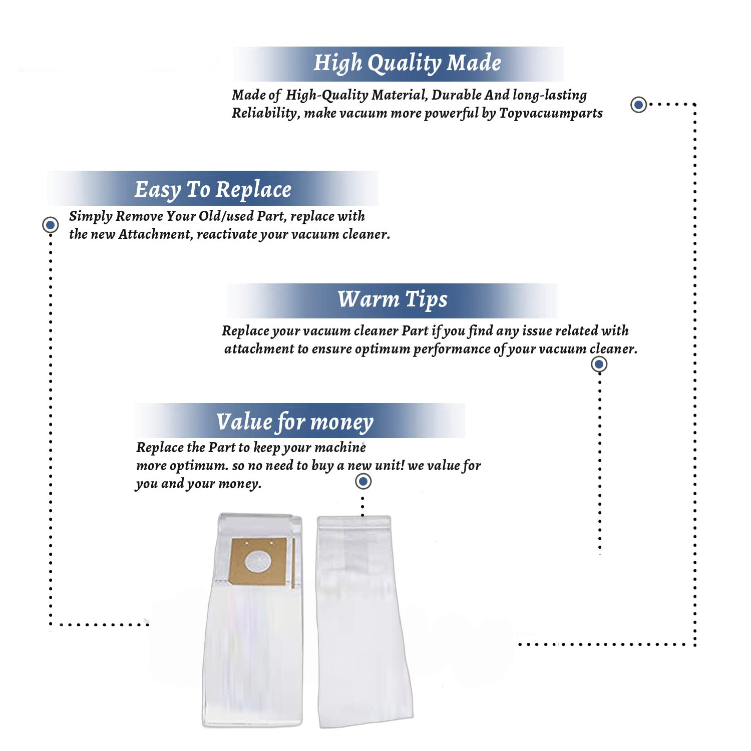 Topvacuumparts Replacement Part For Eureka 6484,Excalibur Upright Vacuum Cleaner 3Pk Paper Bags # compare to part 58183B-6