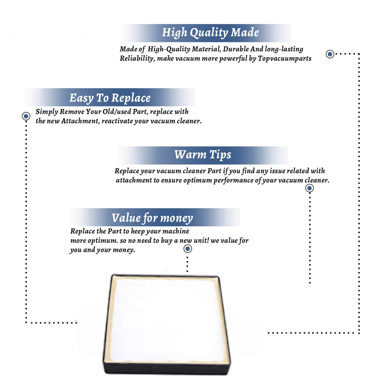 Topvacuumparts Replacement Part For Hoover C1830 Commercial Upright Vacuum Cleaner Final Hepa Filter # compare to part 59151112