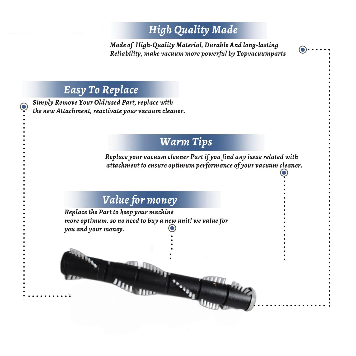 Topvacuumparts Replacement for Hoover U5194, 5780 Upright Vacuum Cleaner Brushroll # Compare to part 59156548