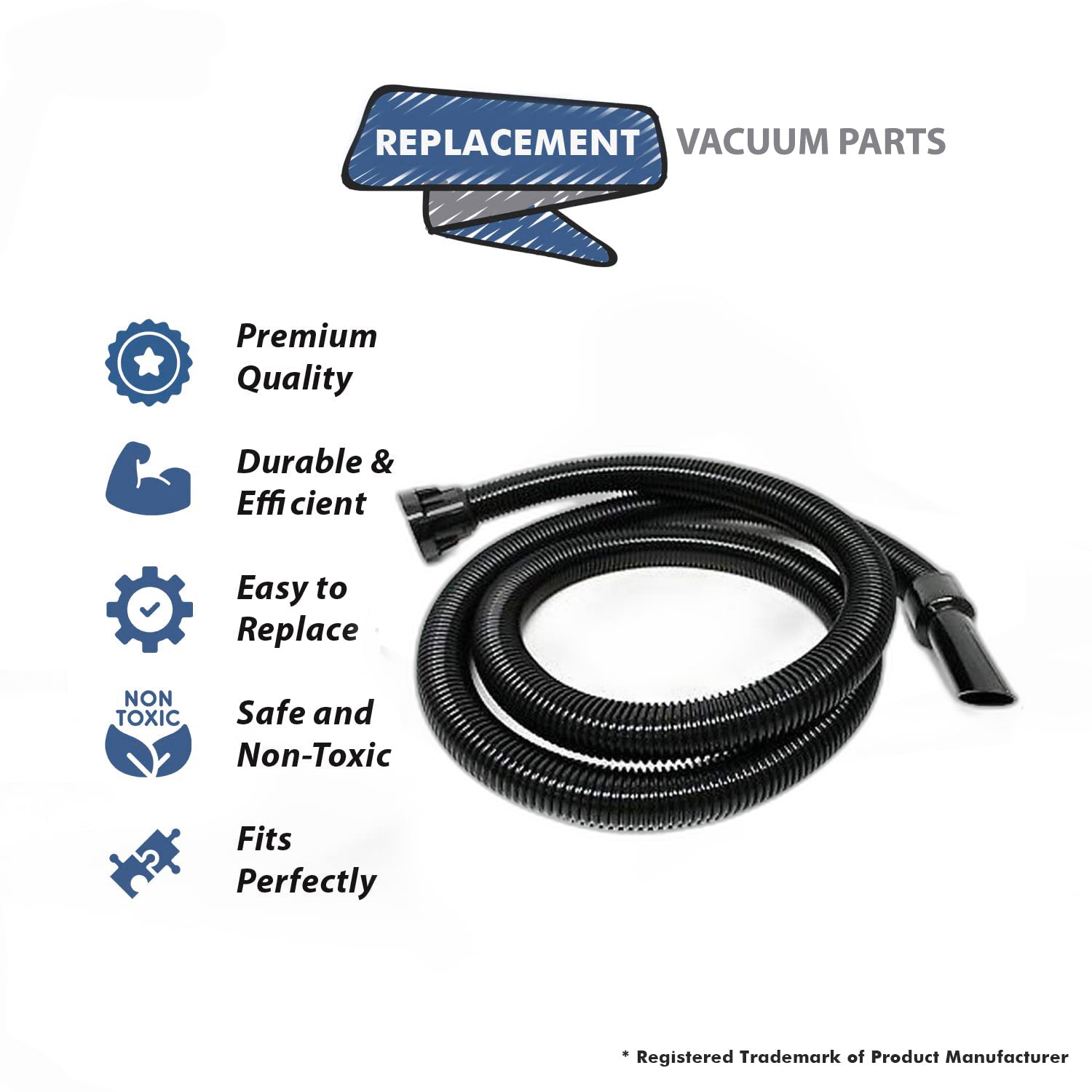 Topvacuumparts Replacement Part For Numatic Henry Canister Vacuum Cleaner 8ft Black Non Electric Hose # compare to part 601101