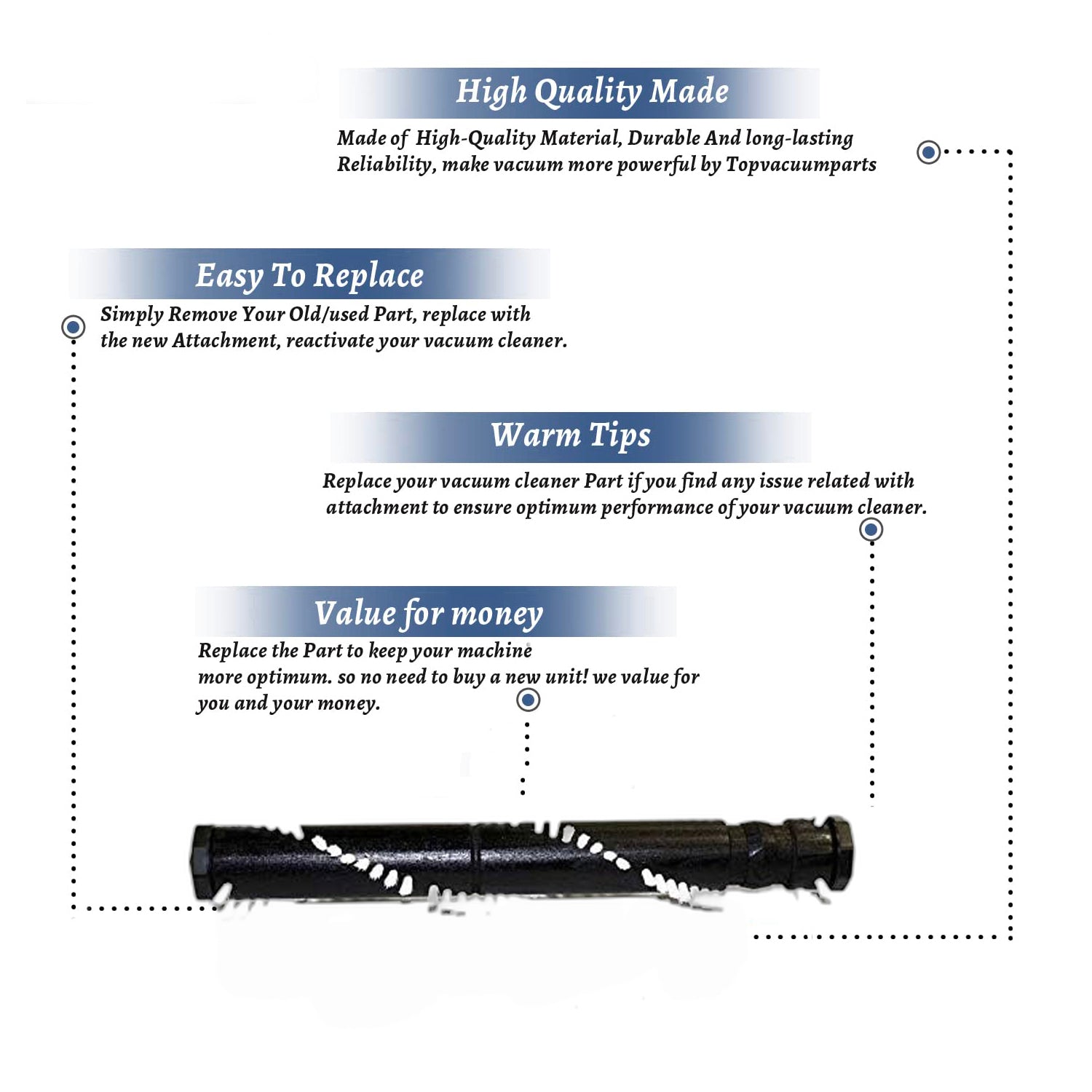 Topvacuumparts Replacement PART For Eureka Vacuum Cleaner BrushRoll # Compare to Part 607972